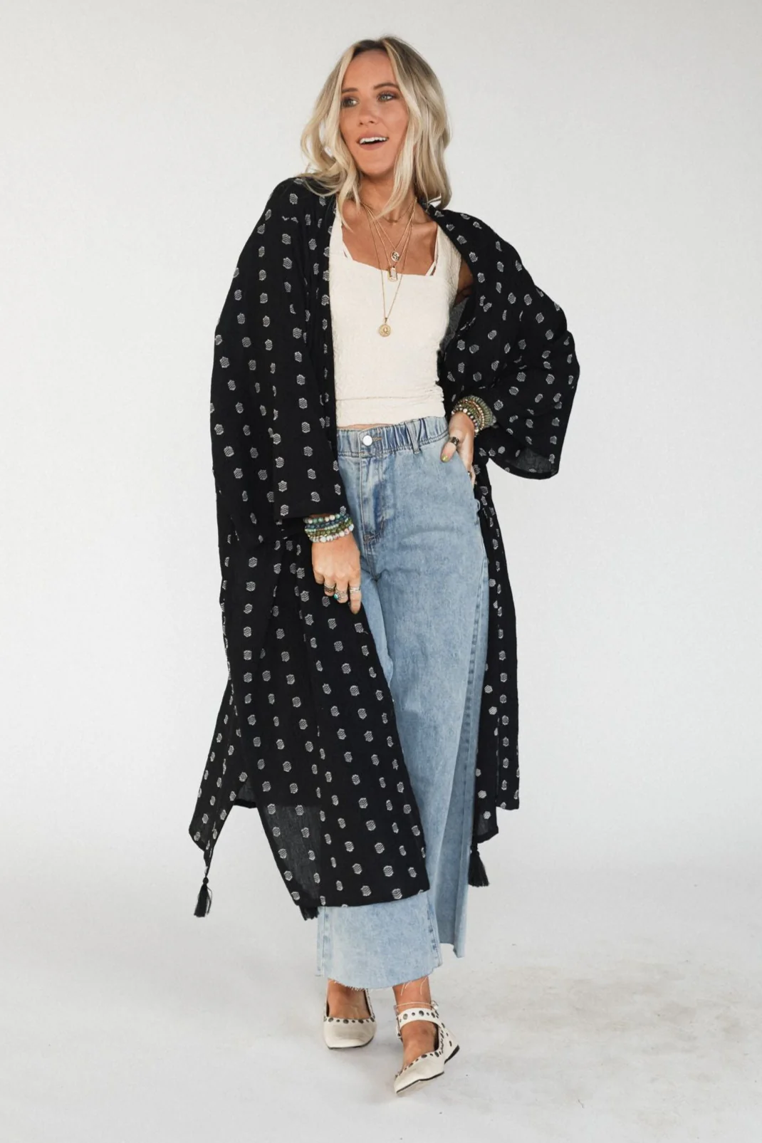 Selene Tassel Kimono - Black - Image 4