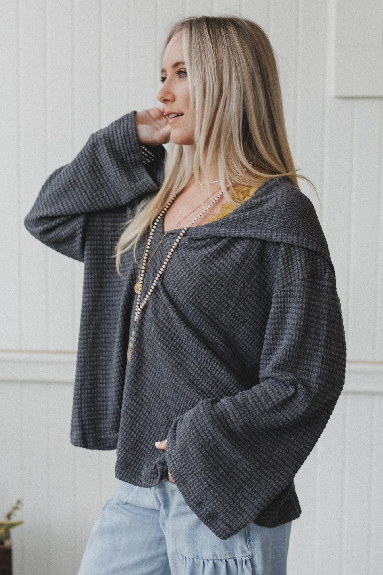 The Nest Serene Textured Top - Charcoal - Image 4