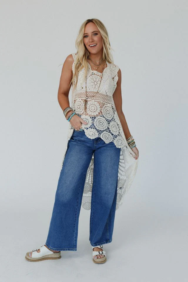 Serene Dream Crochet Lace Top - Natural - Image 2