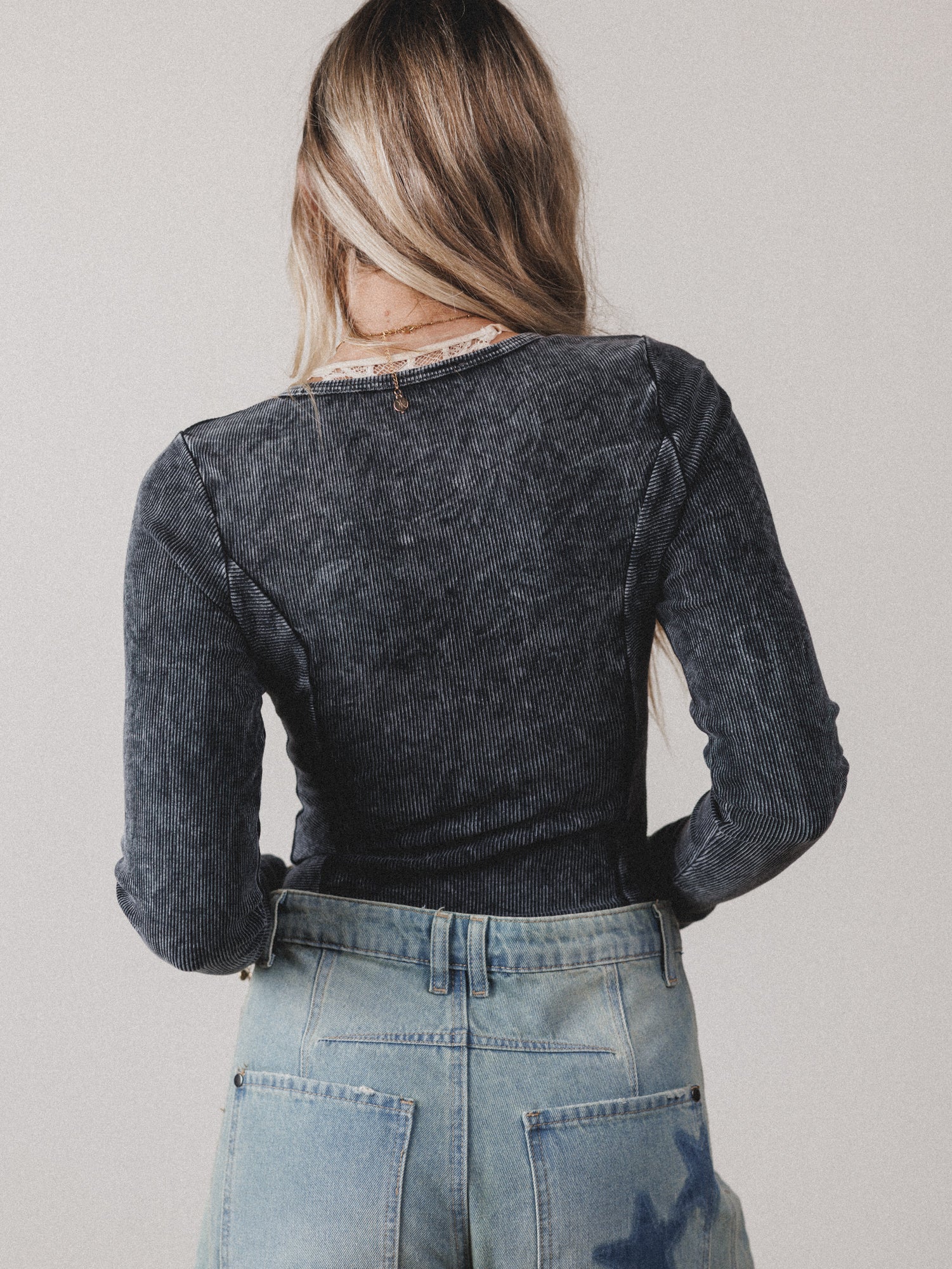 Serephina Ribbed Bodysuit Top - Black - Image 5
