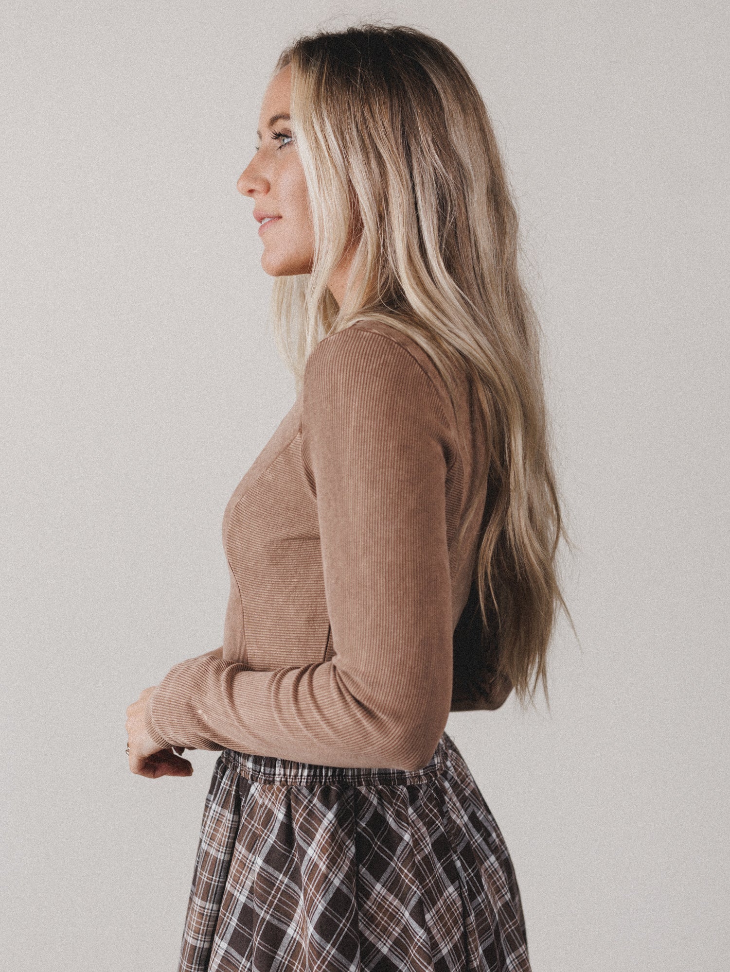 Serephina Ribbed Bodysuit Top - Mocha - Image 2