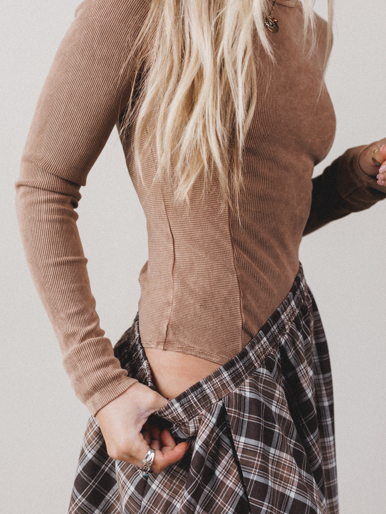 Serephina Ribbed Bodysuit Top - Mocha - Image 3