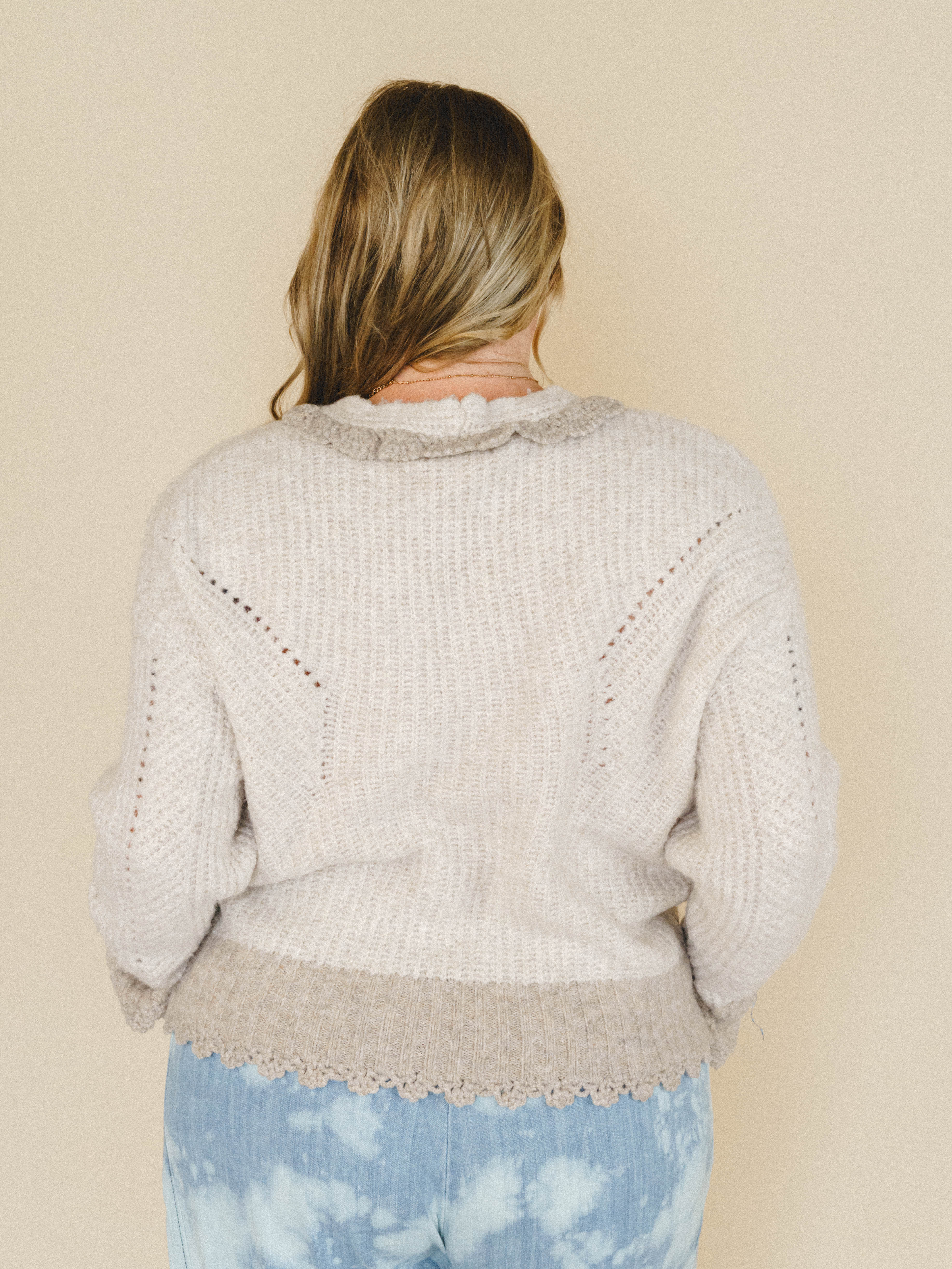 Sewn In Bloom Sweater - Taupe - Image 3