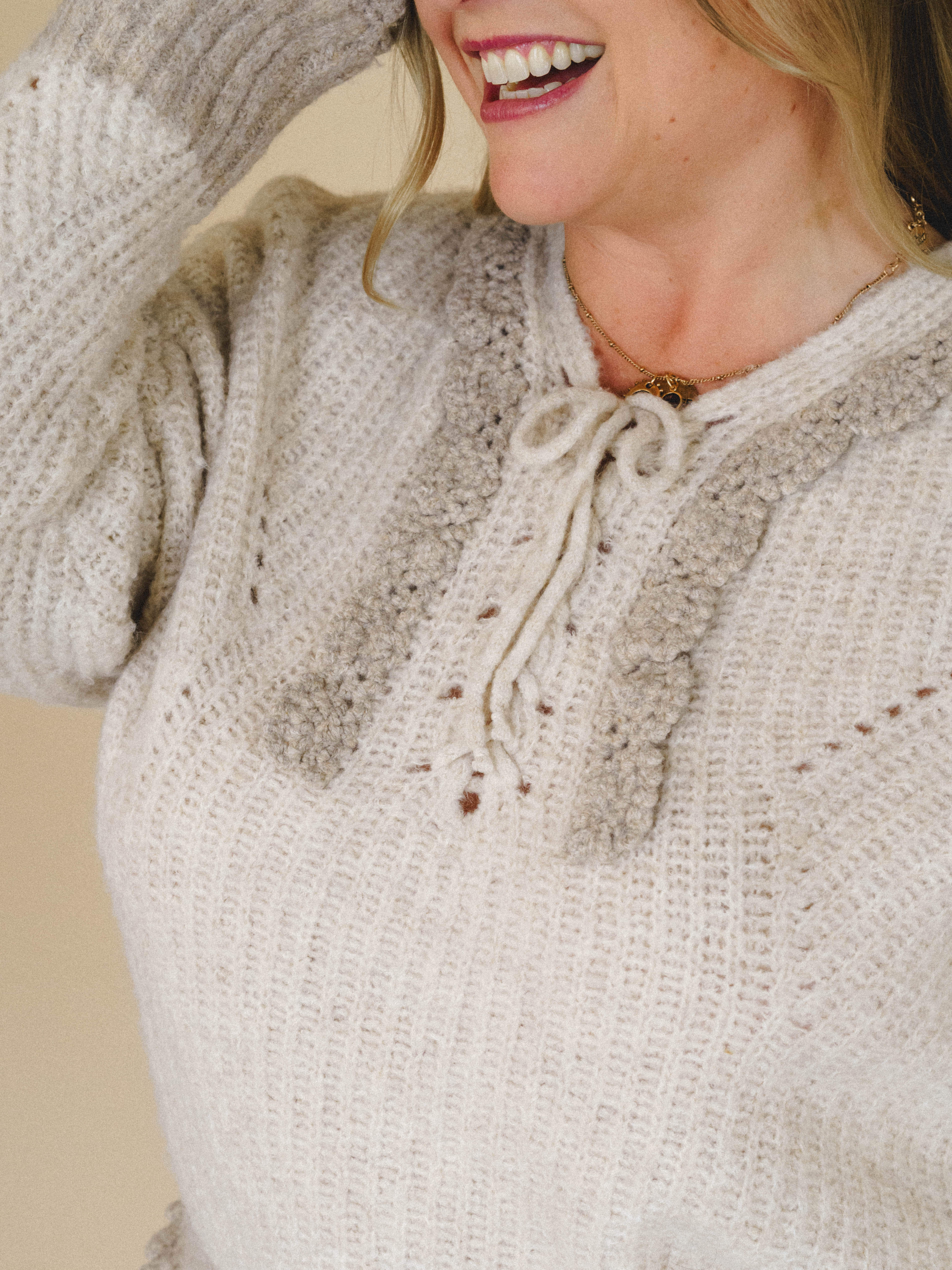 Sewn In Bloom Sweater - Taupe - Image 4