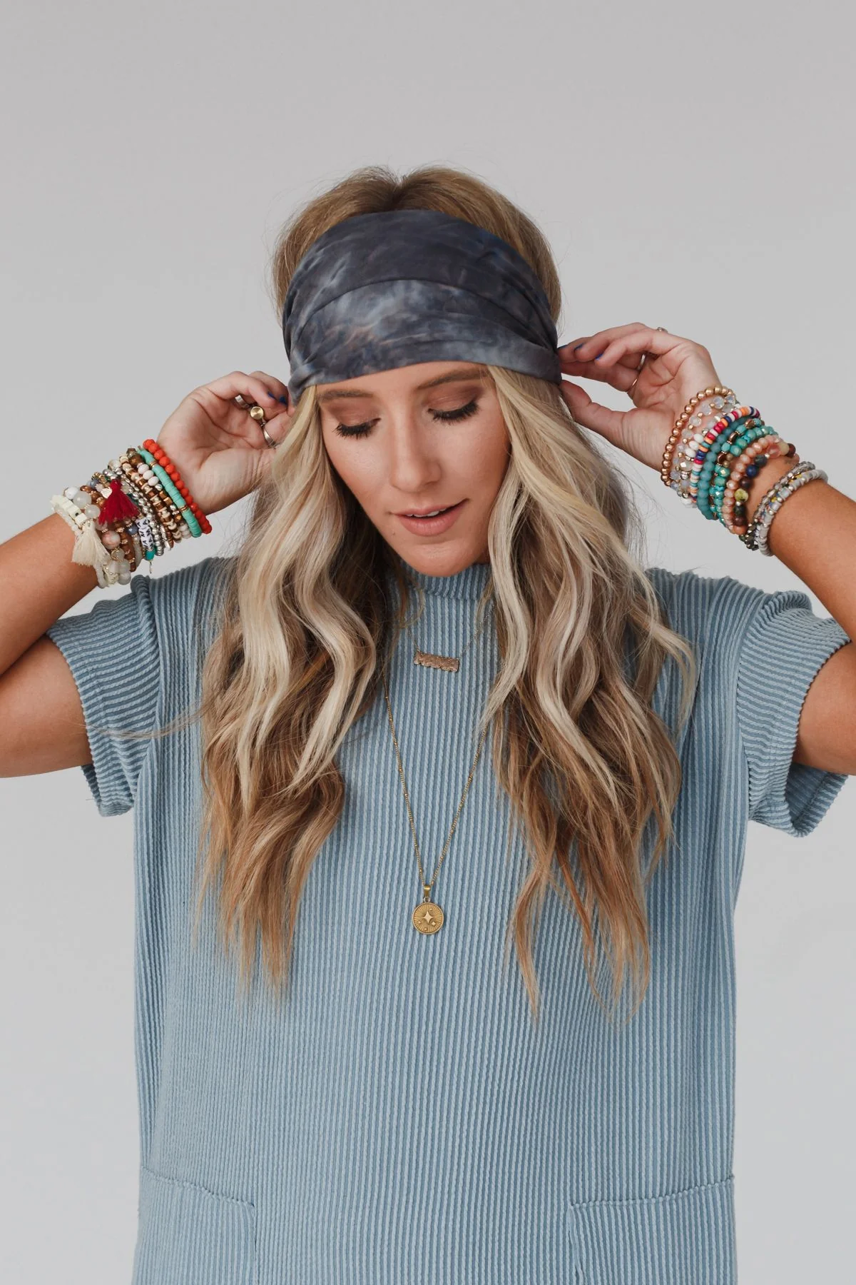 Shimmy Tie Dye Headband - Charcoal - Image 9