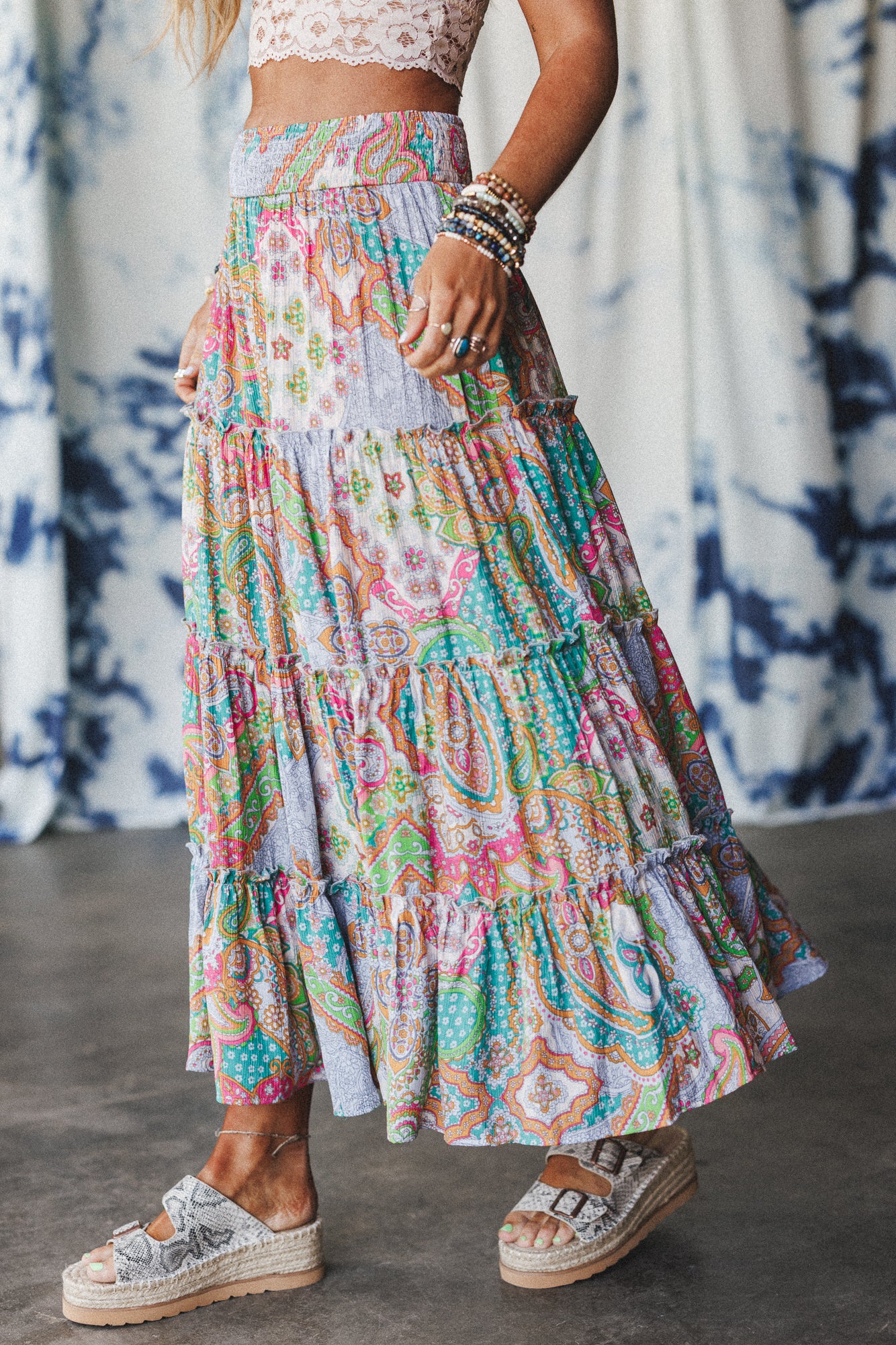 Shine On Printed Maxi Skirt - Lime Multi - Image 2