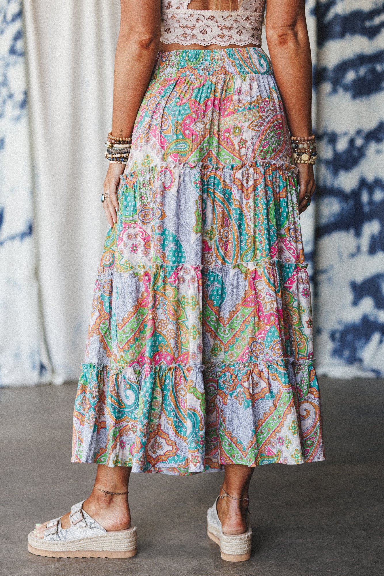 Shine On Printed Maxi Skirt - Lime Multi - Image 4