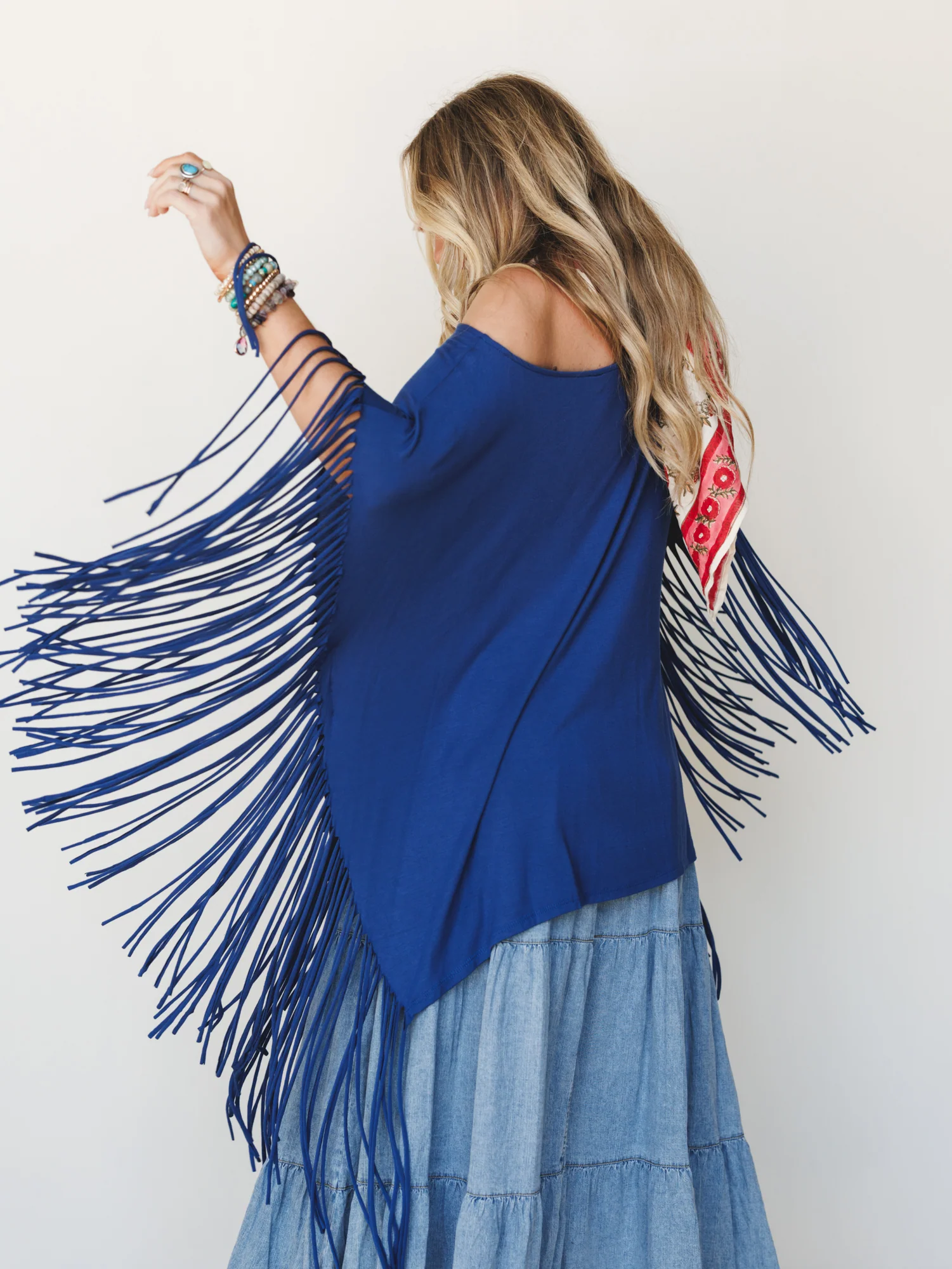 The Nest Showstopper Fringe Top - Denim - Image 4