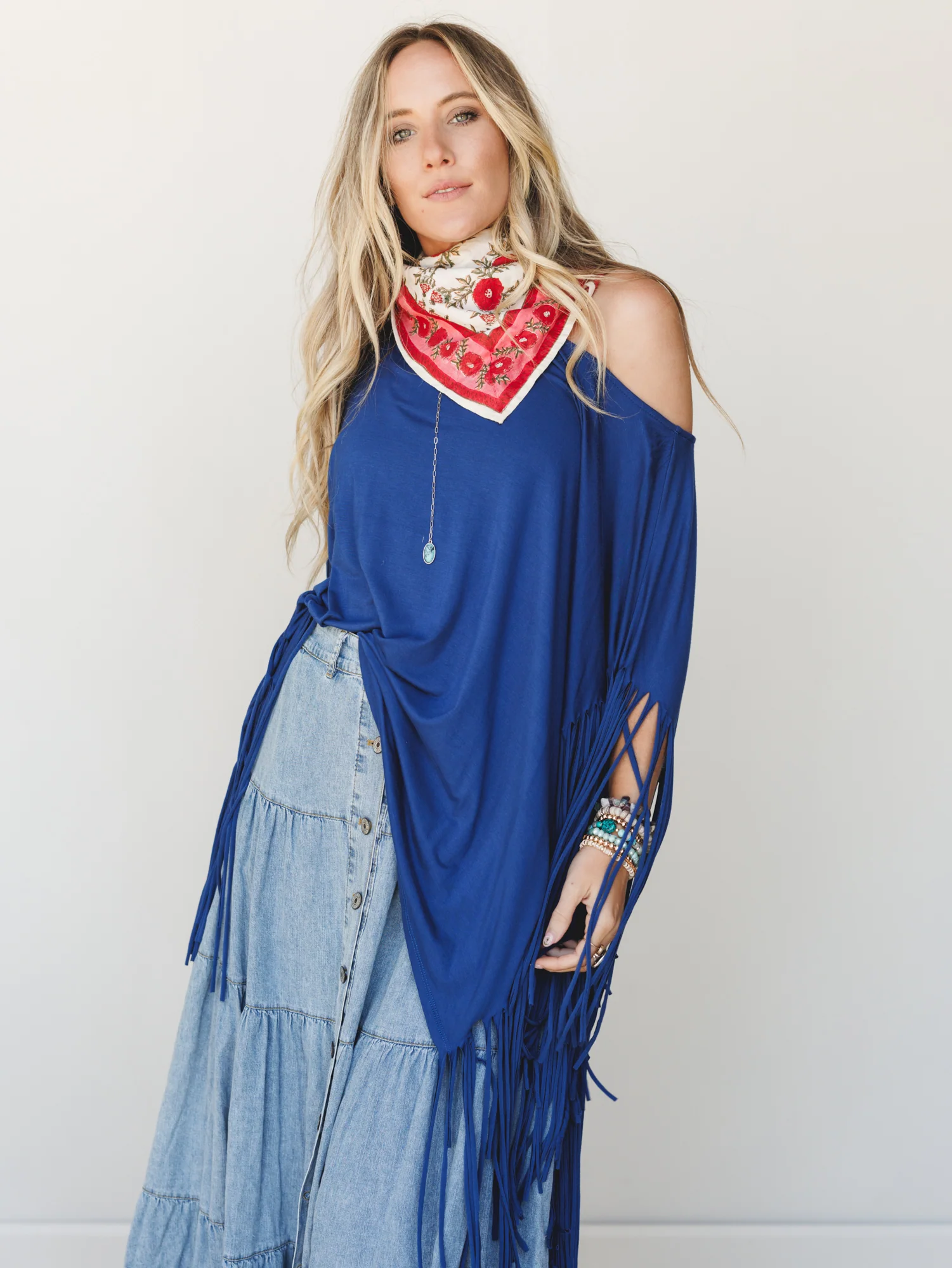 The Nest Showstopper Fringe Top - Denim - Image 5