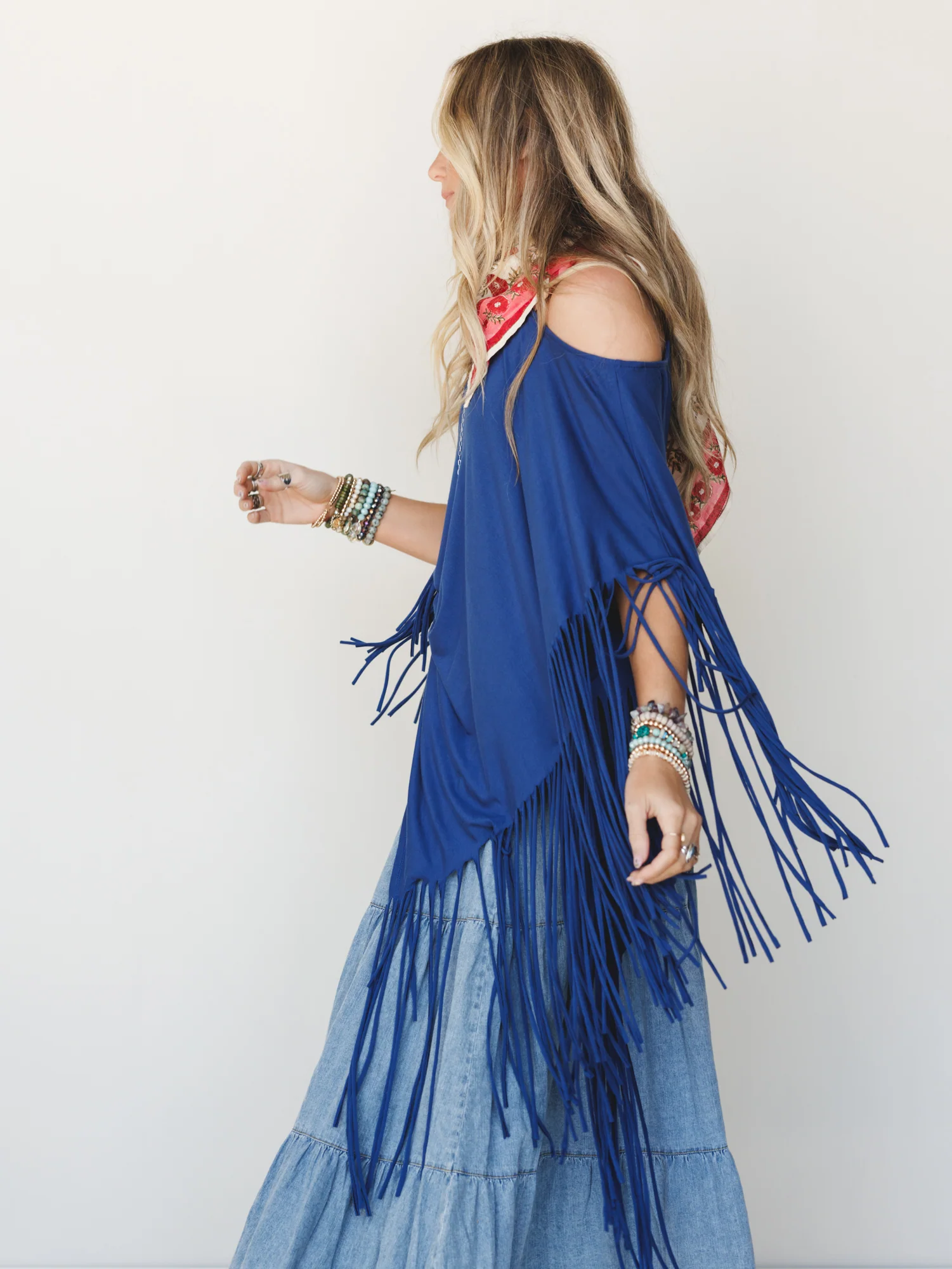 The Nest Showstopper Fringe Top - Denim - Image 6