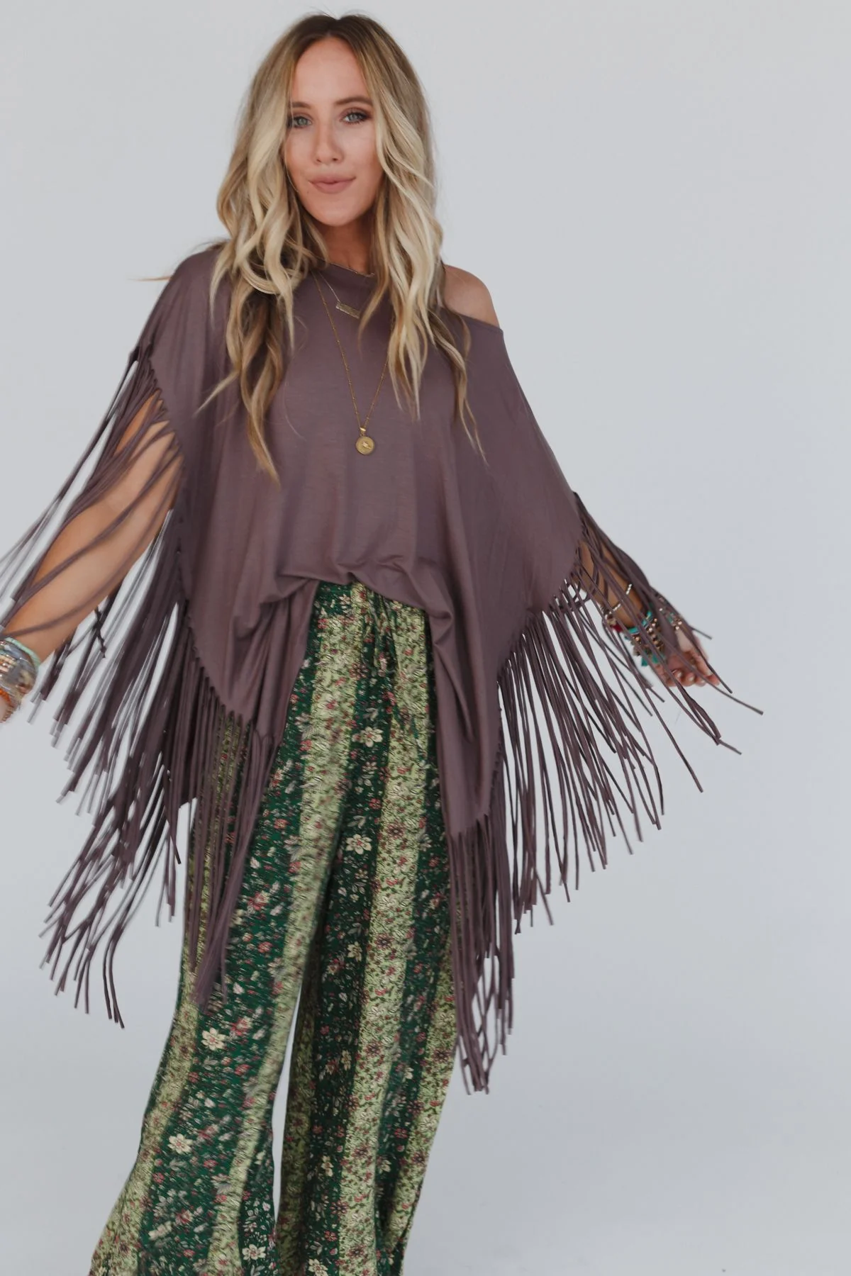 The Nest Showstopper Fringe Top - Mocha - Image 3