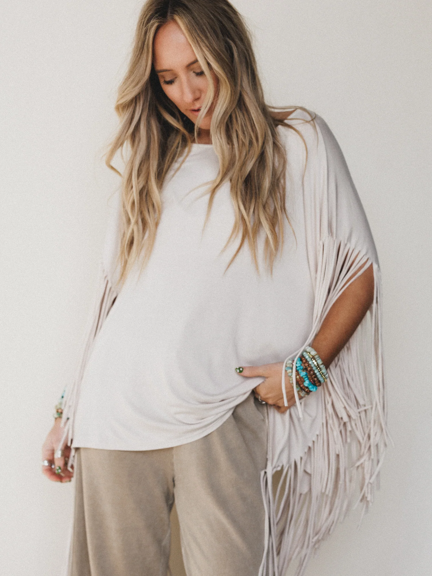 The Nest Showstopper Fringe Top - Oat - Image 4