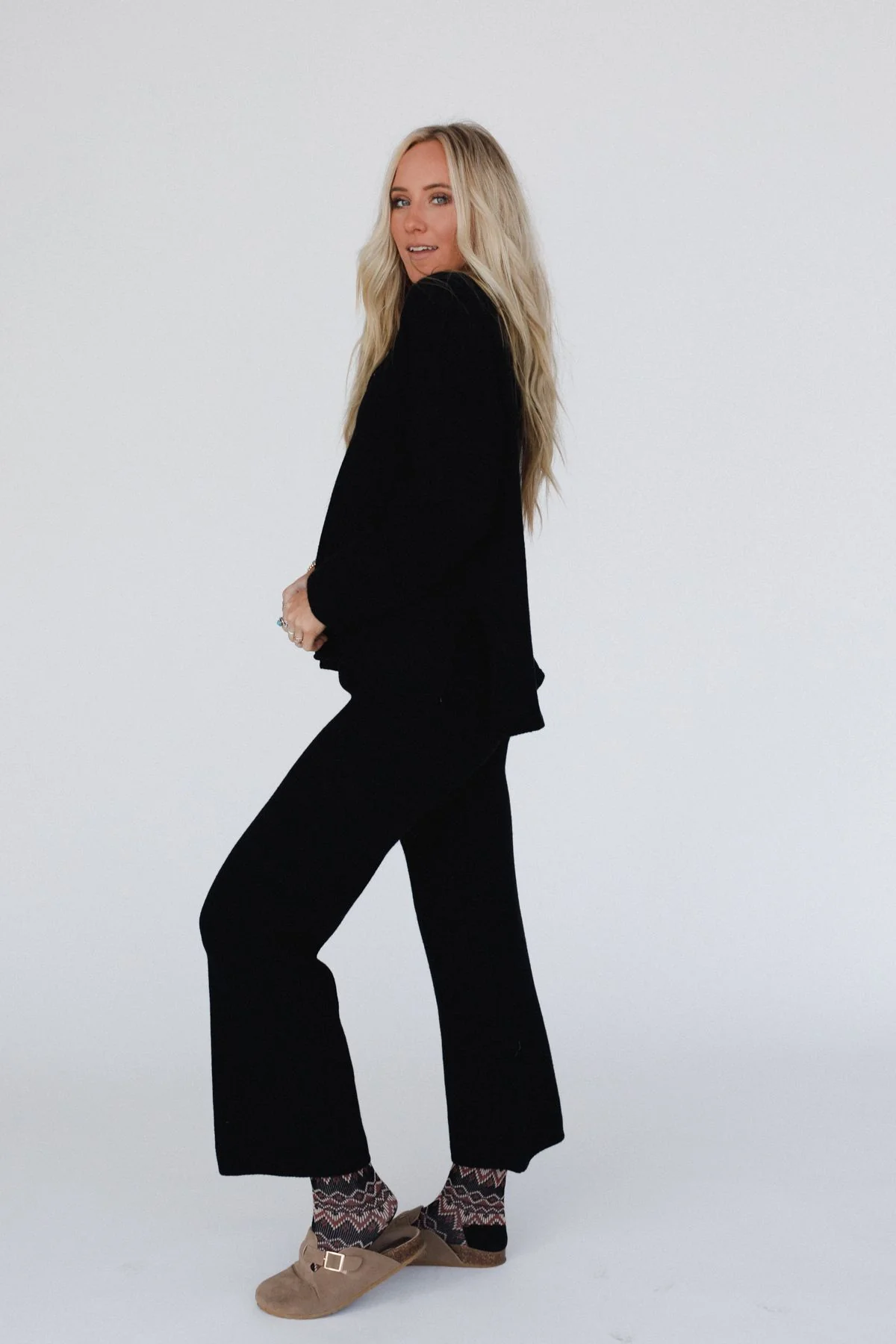 Sierra Slumber Waffle Knit Set - Black - Image 5