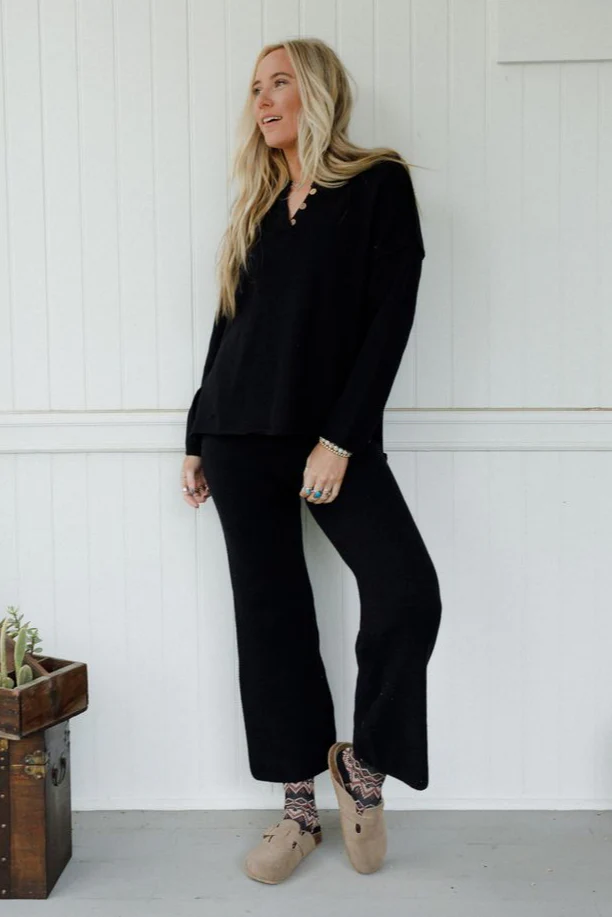 Sierra Slumber Waffle Knit Set - Black - Image 6