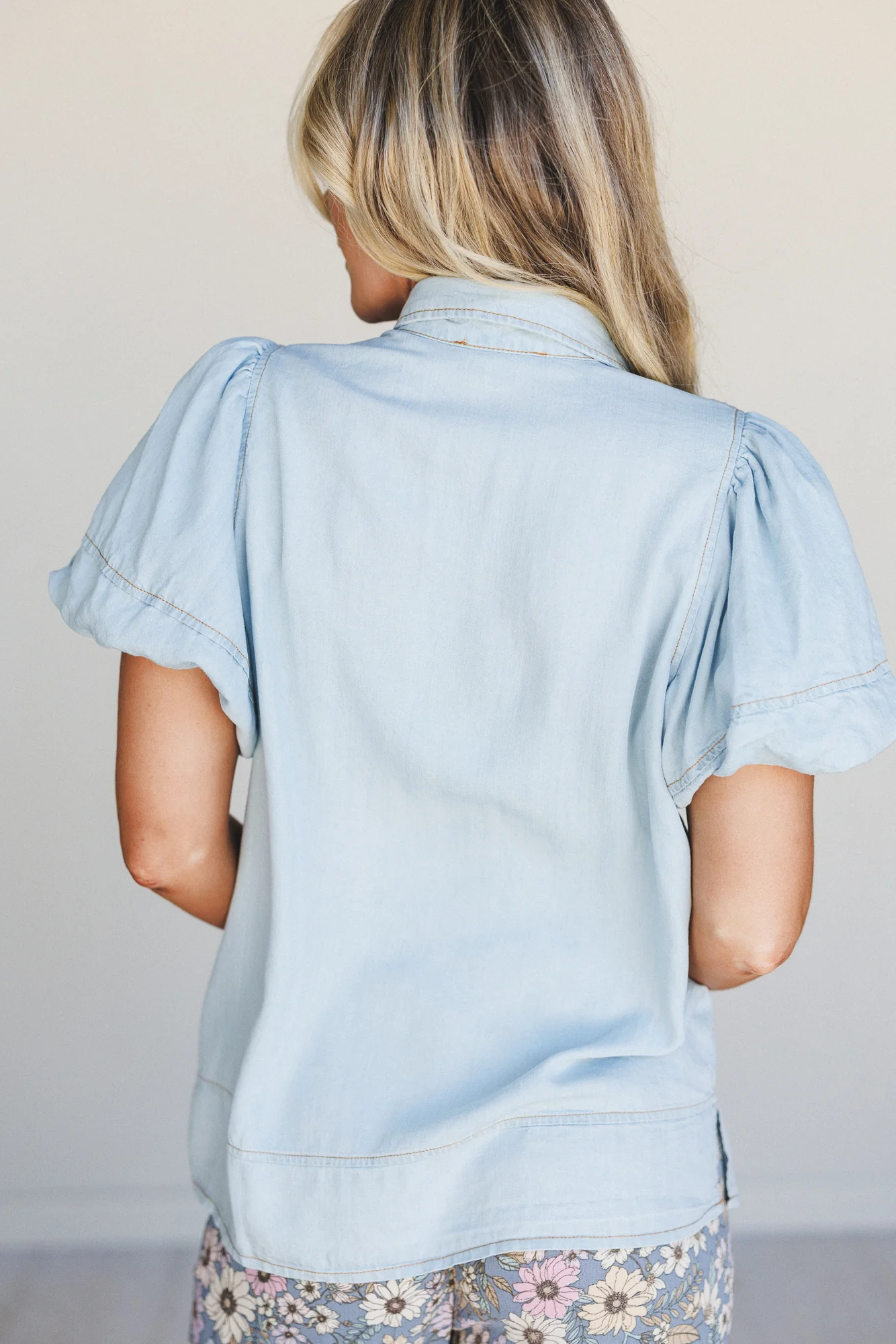 Simple Bliss Button Down Top - Blue - Image 4