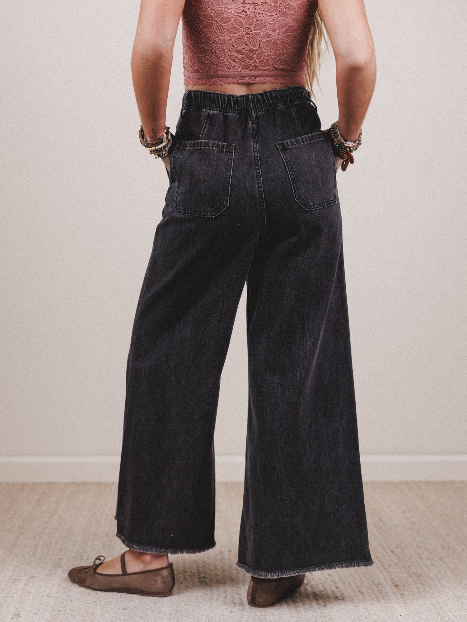 Simply You Wide Leg Jeans - Washed Black - Image 5