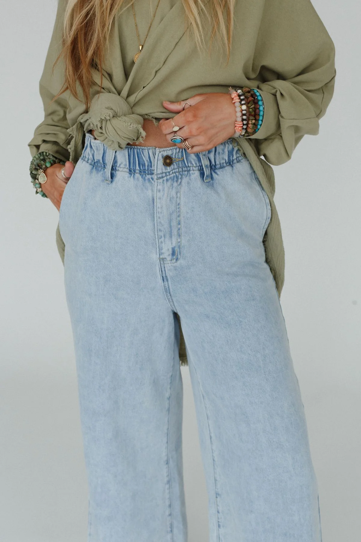 Simply You Wide Leg Jeans - Washed Denim - Image 7