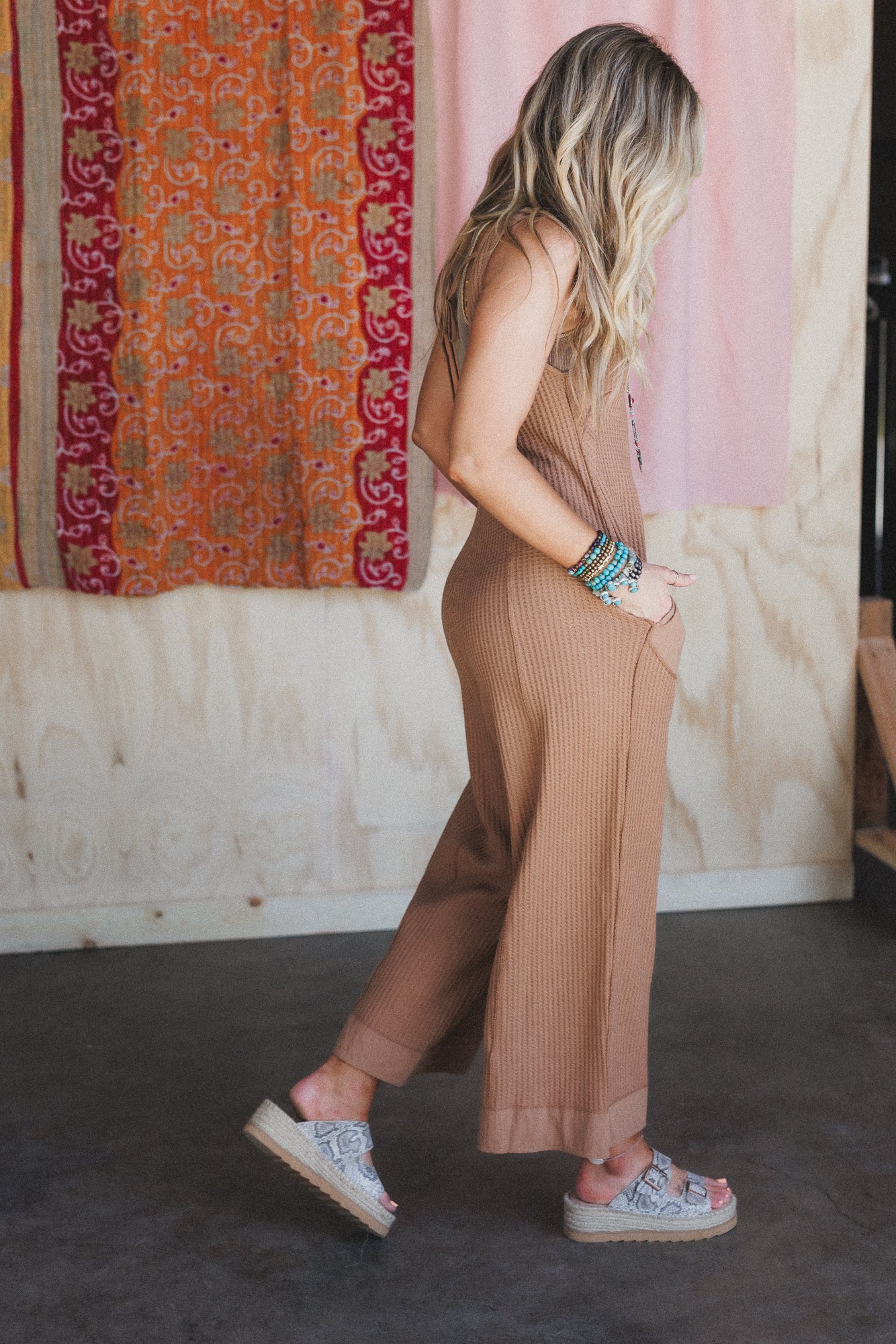 Sky Path Wide Leg Jumpsuit - Camel - Image 3