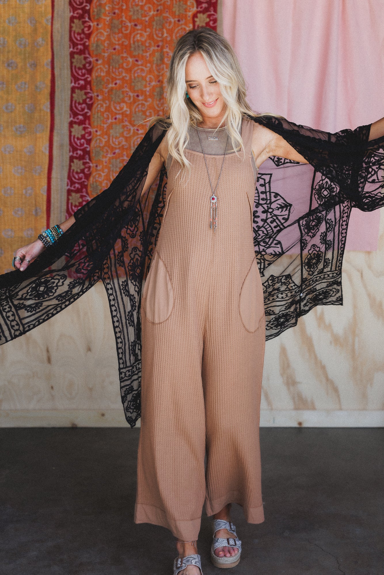 Sky Path Wide Leg Jumpsuit - Camel - Image 6