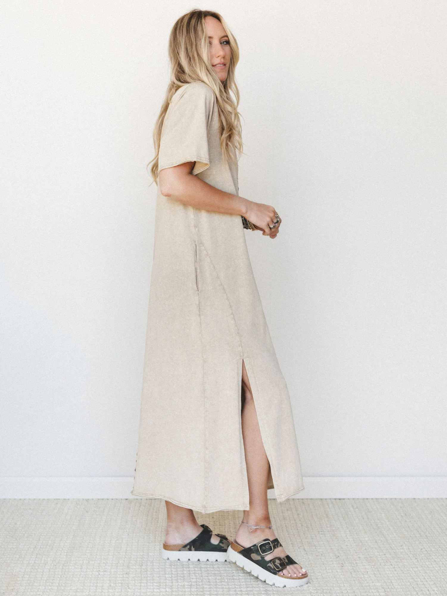 Skye Maxi Tee Dress - Toast - Image 4