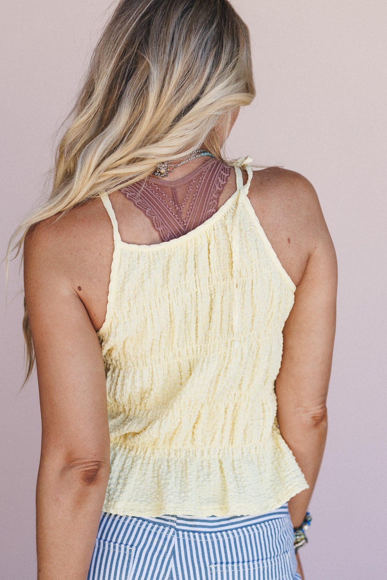 Skylie Tie Halter Top - Yellow - Image 4