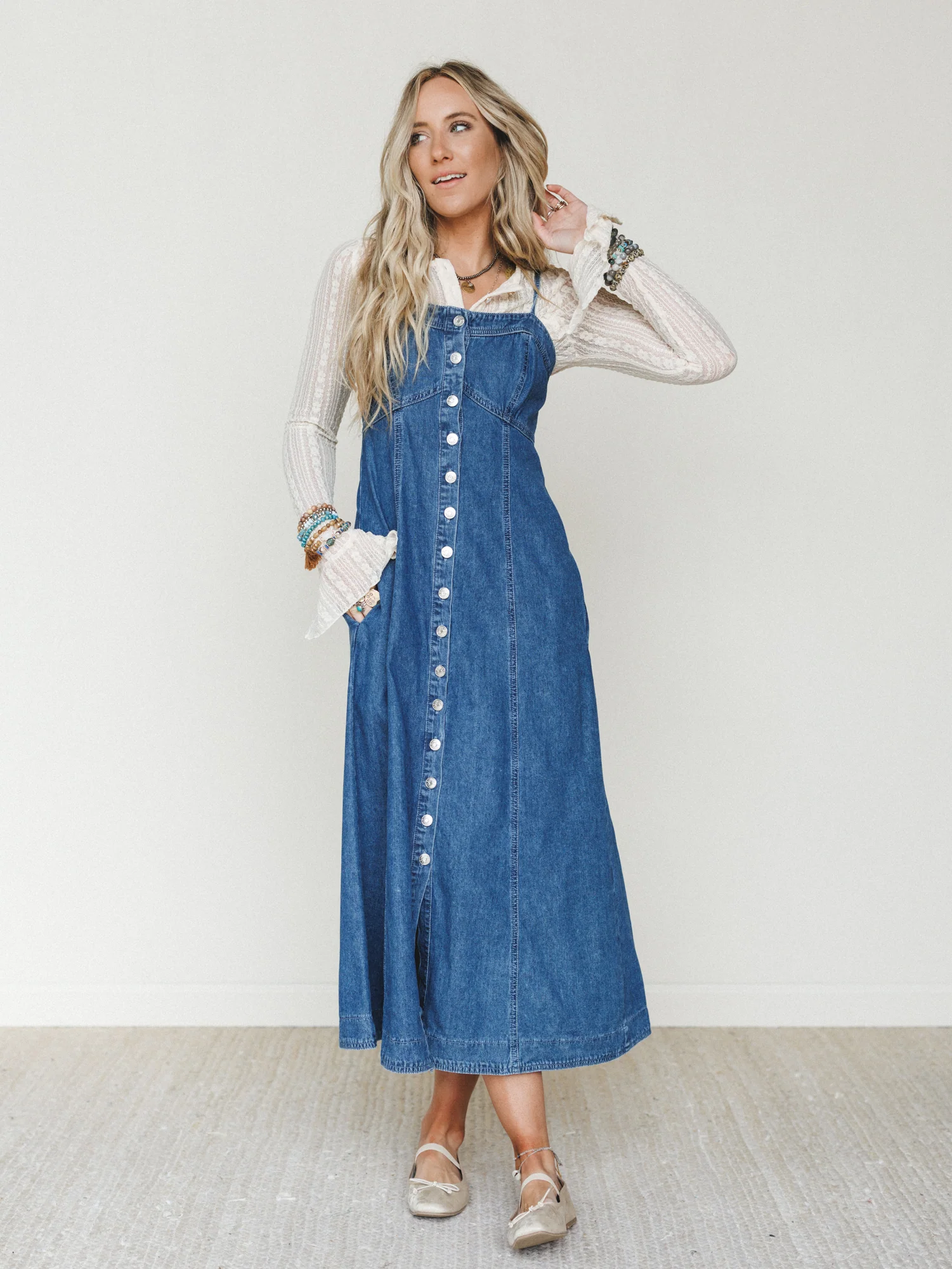 Small Town Girl Dress - Medium Wash - Image 4