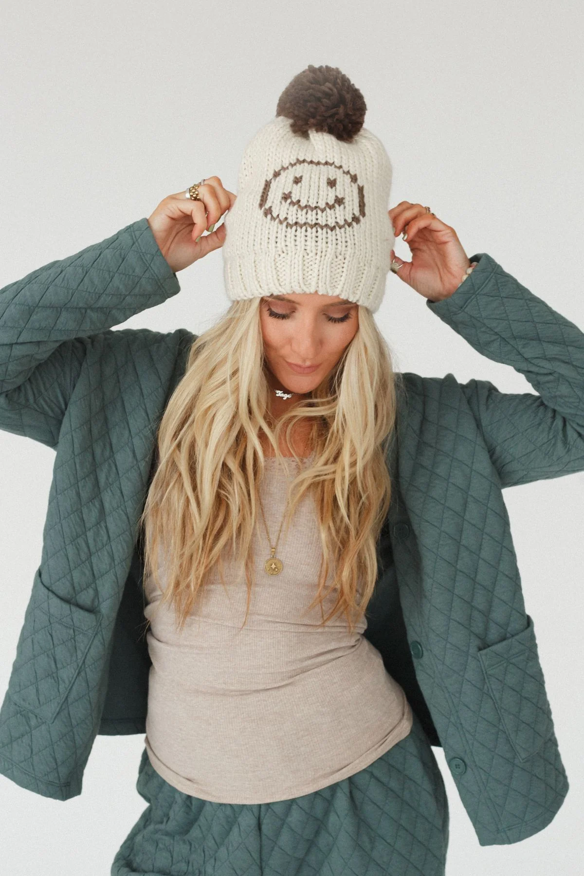 Snuggle Happy Pom Beanie - Ivory - Image 4