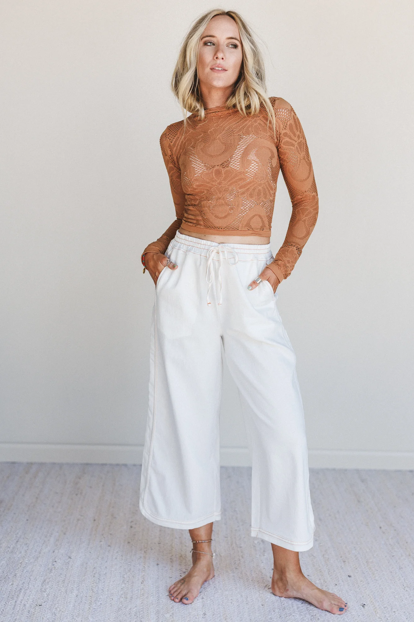 So Comfy Denim Wide Leg Pants - White - Image 2
