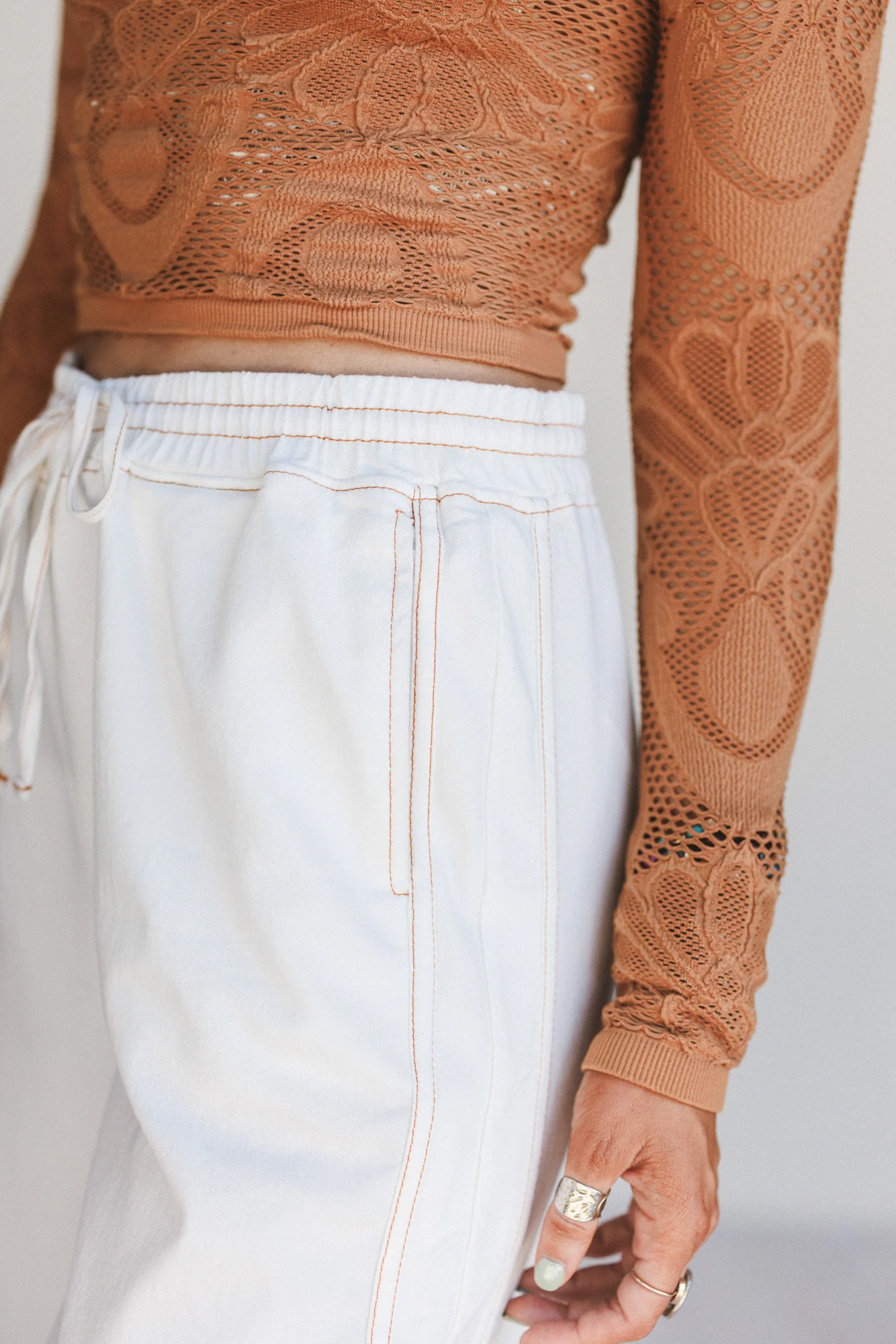 So Comfy Denim Wide Leg Pants - White - Image 3