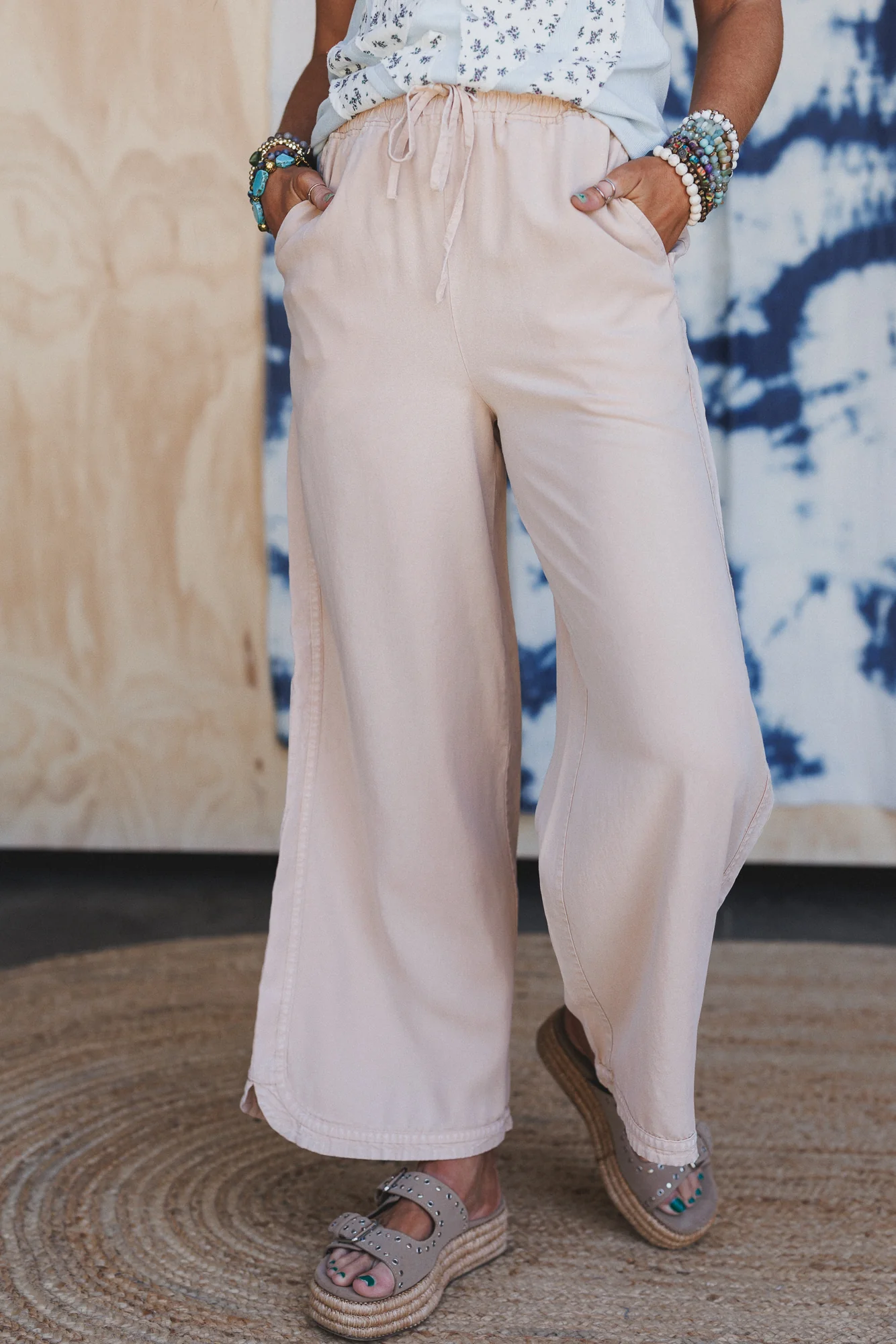 So Comfy Twill Wide Leg Pants - Light Khaki - Image 2