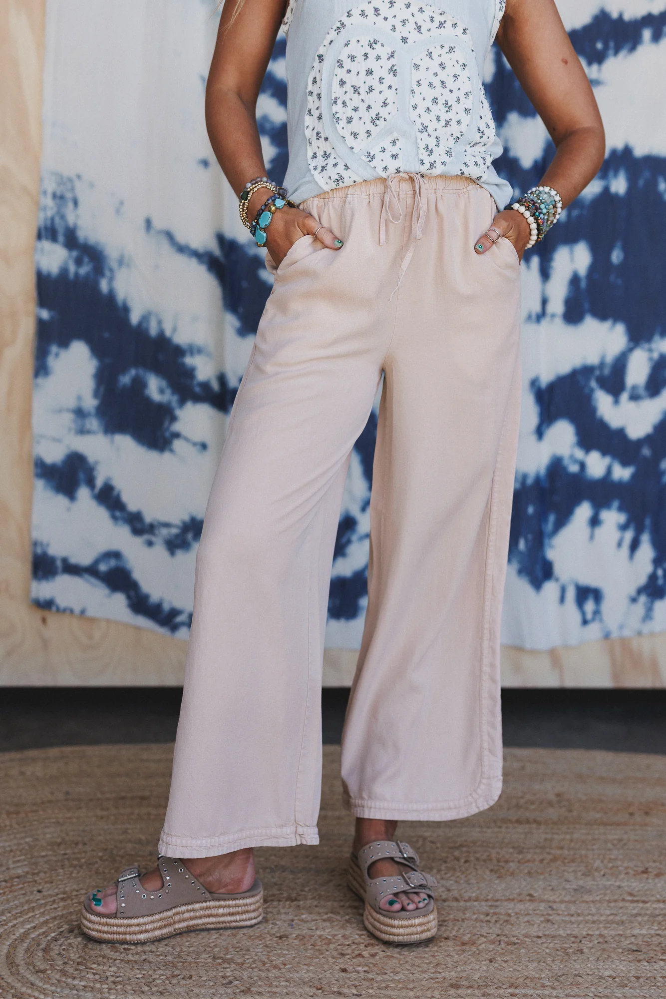 So Comfy Twill Wide Leg Pants - Light Khaki - Image 3