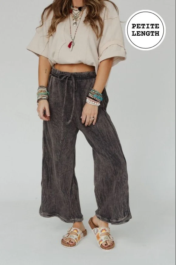 The Nest So Comfy Wide Leg Pant Petite Length - Charcoal - Pre Order - Image 2