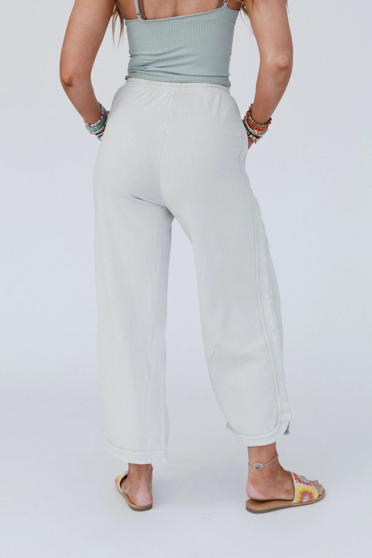 So Comfy Wide Leg Pant Cropped Length - Beige - Image 4