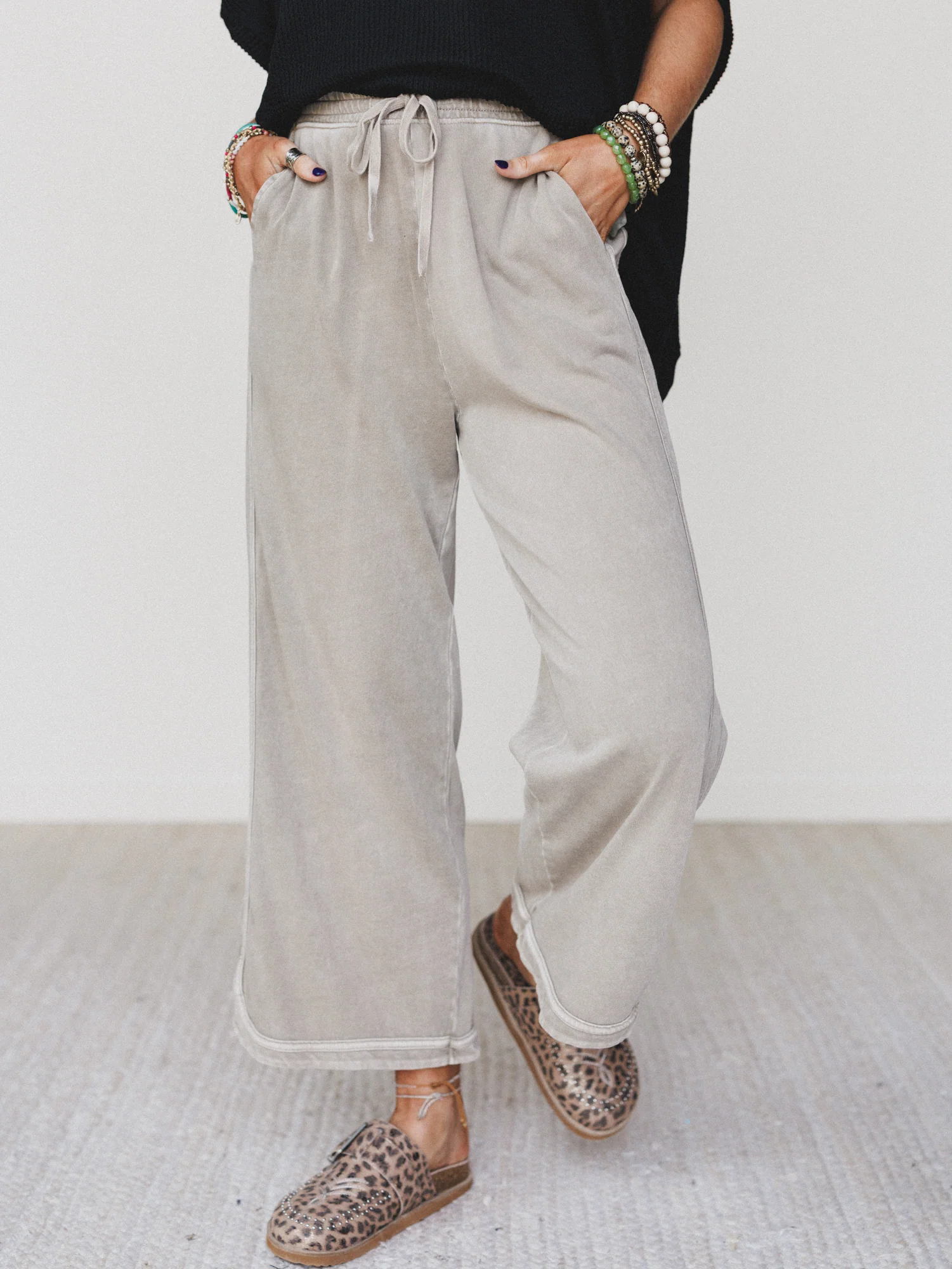 So Comfy Wide Leg Pant Cropped Length - Mocha - Image 4
