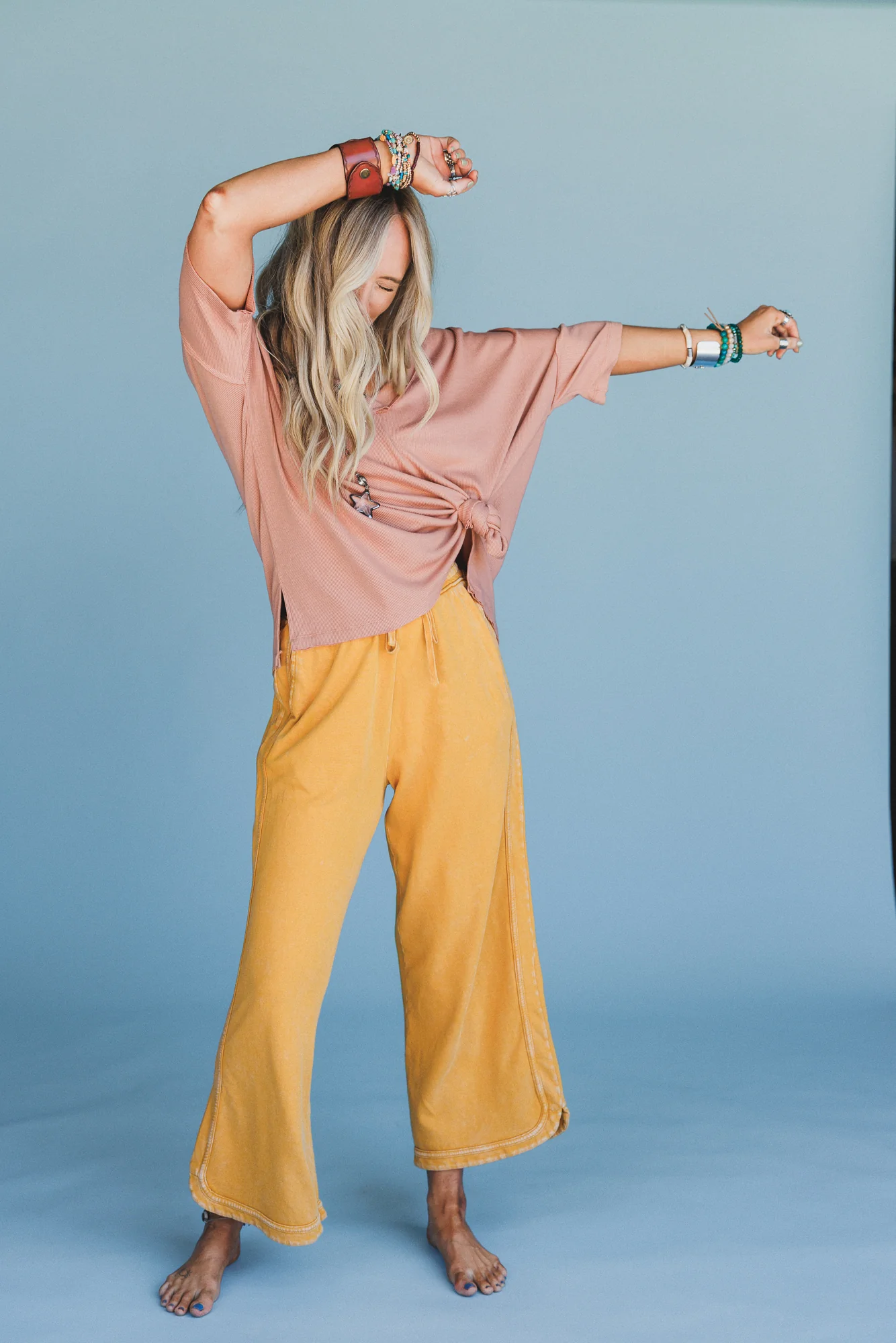 So Comfy Wide Leg Pant Cropped Length - Mustard - Image 5