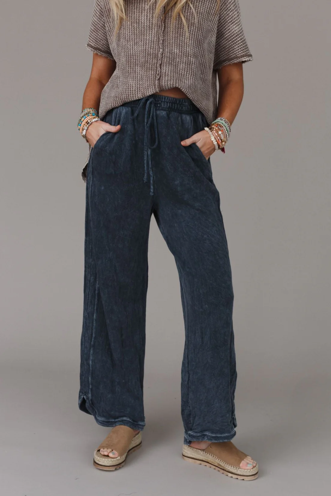 So Comfy Wide Leg Pant Full Length - Navy - Image 4
