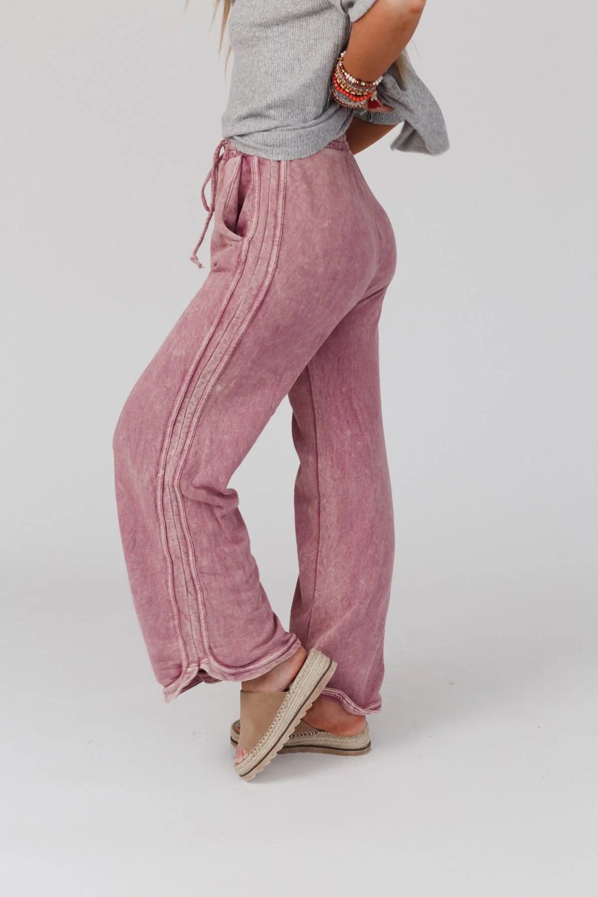 So Comfy Wide Leg Pant Full Length - Mauve - Pre Order - Image 2
