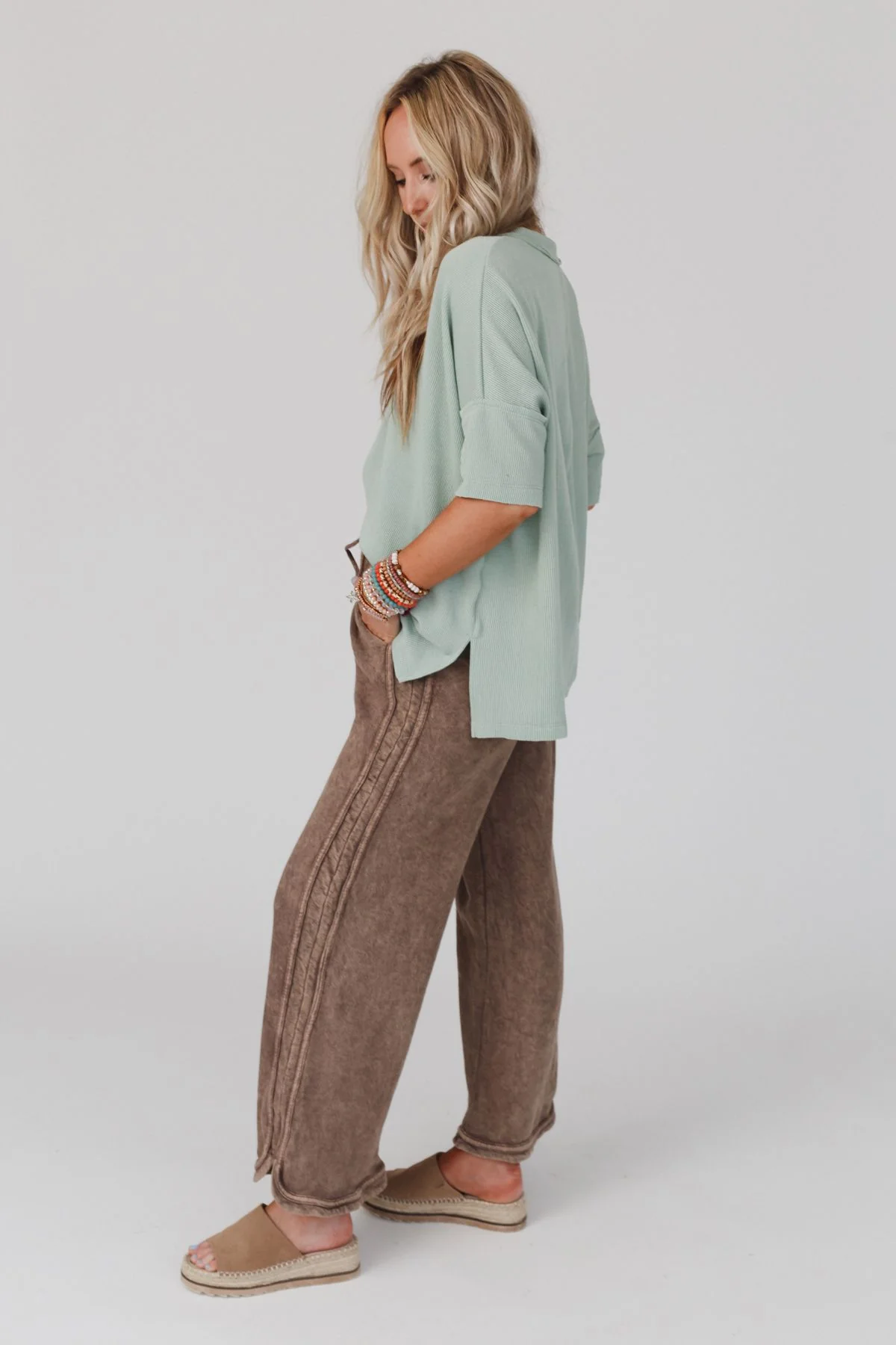 So Comfy Wide Leg Pant Full Length - Mocha - Image 4