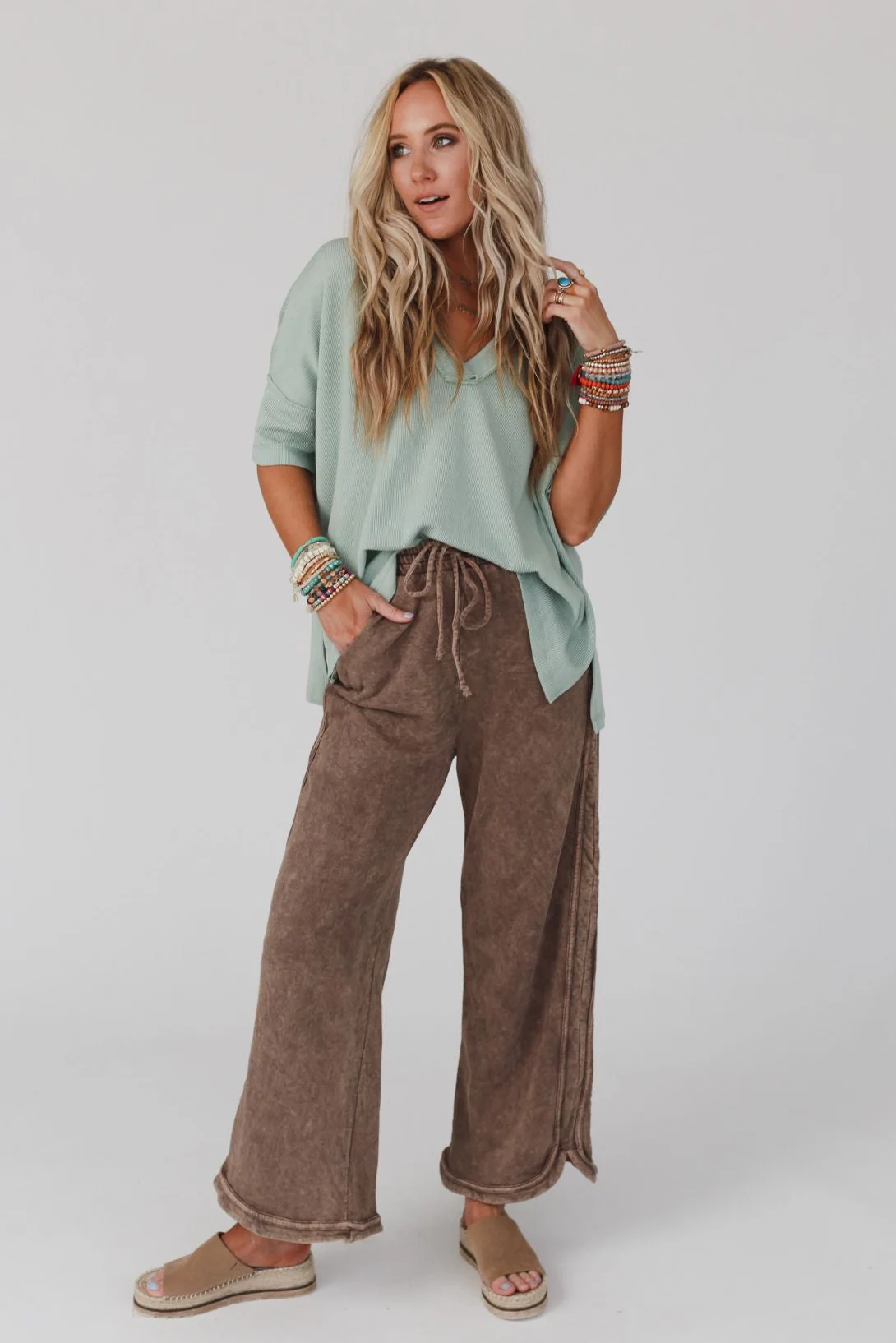 So Comfy Wide Leg Pant Full Length - Mocha - Image 7