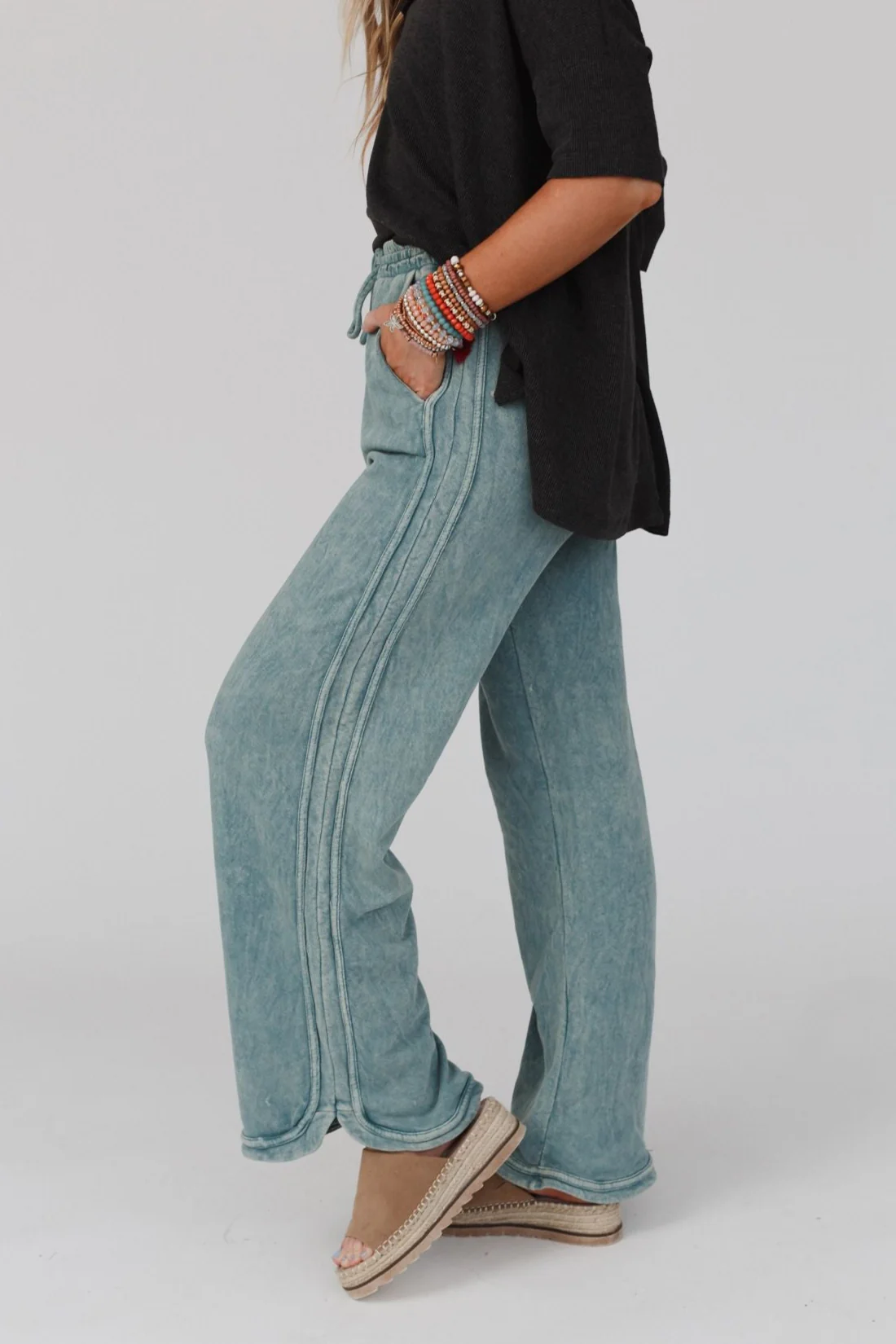 So Comfy Wide Leg Pant Full Length - Teal - Image 4
