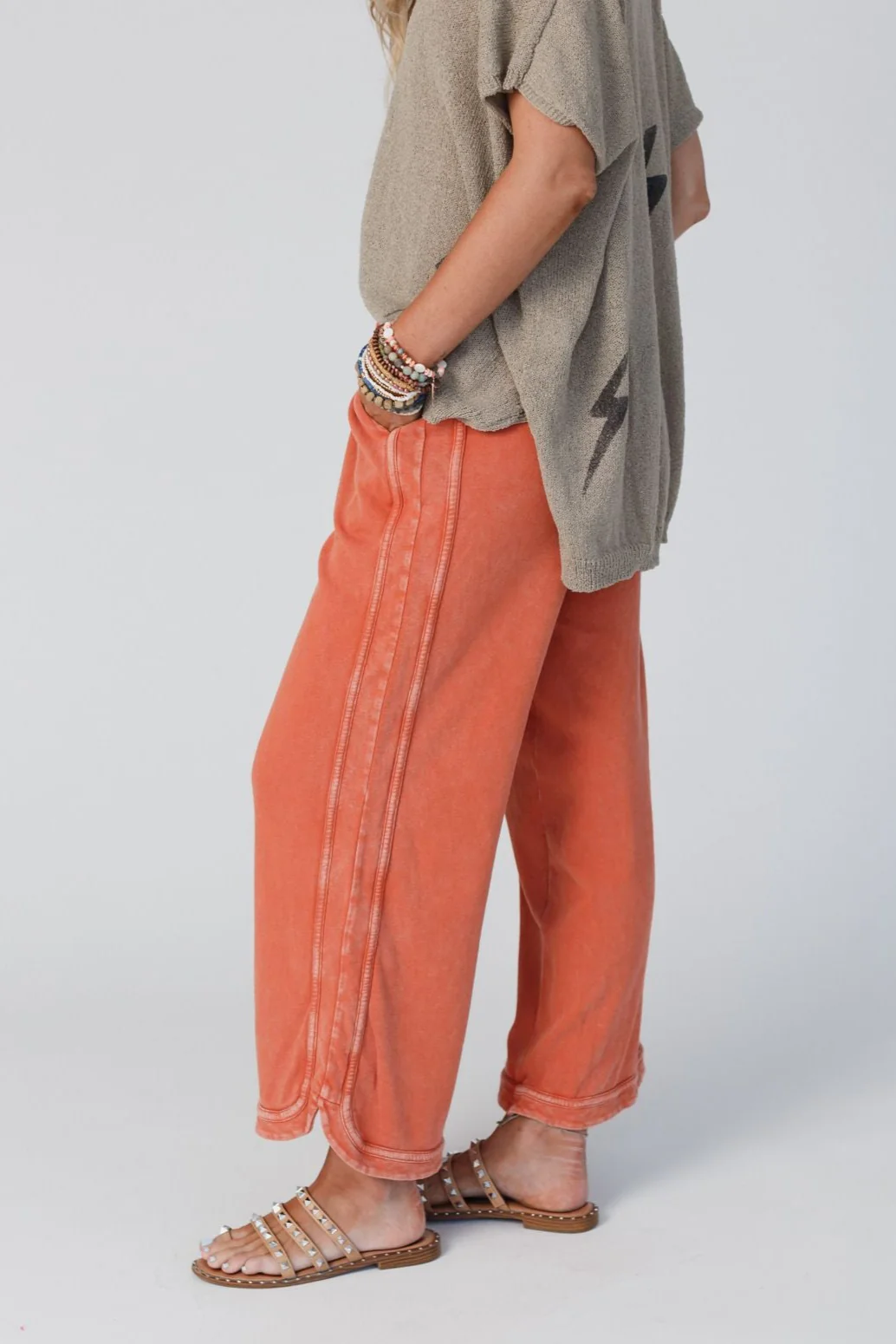 So Comfy Wide Leg Pant Cropped Length - Faded Rust - Image 2