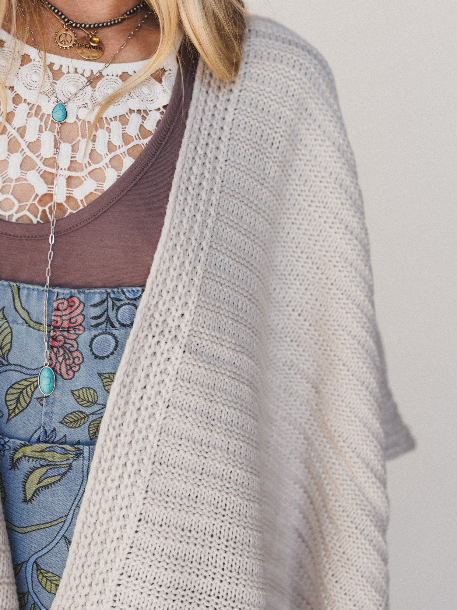 So Deserving Knit Ruana - Oatmeal - Image 3