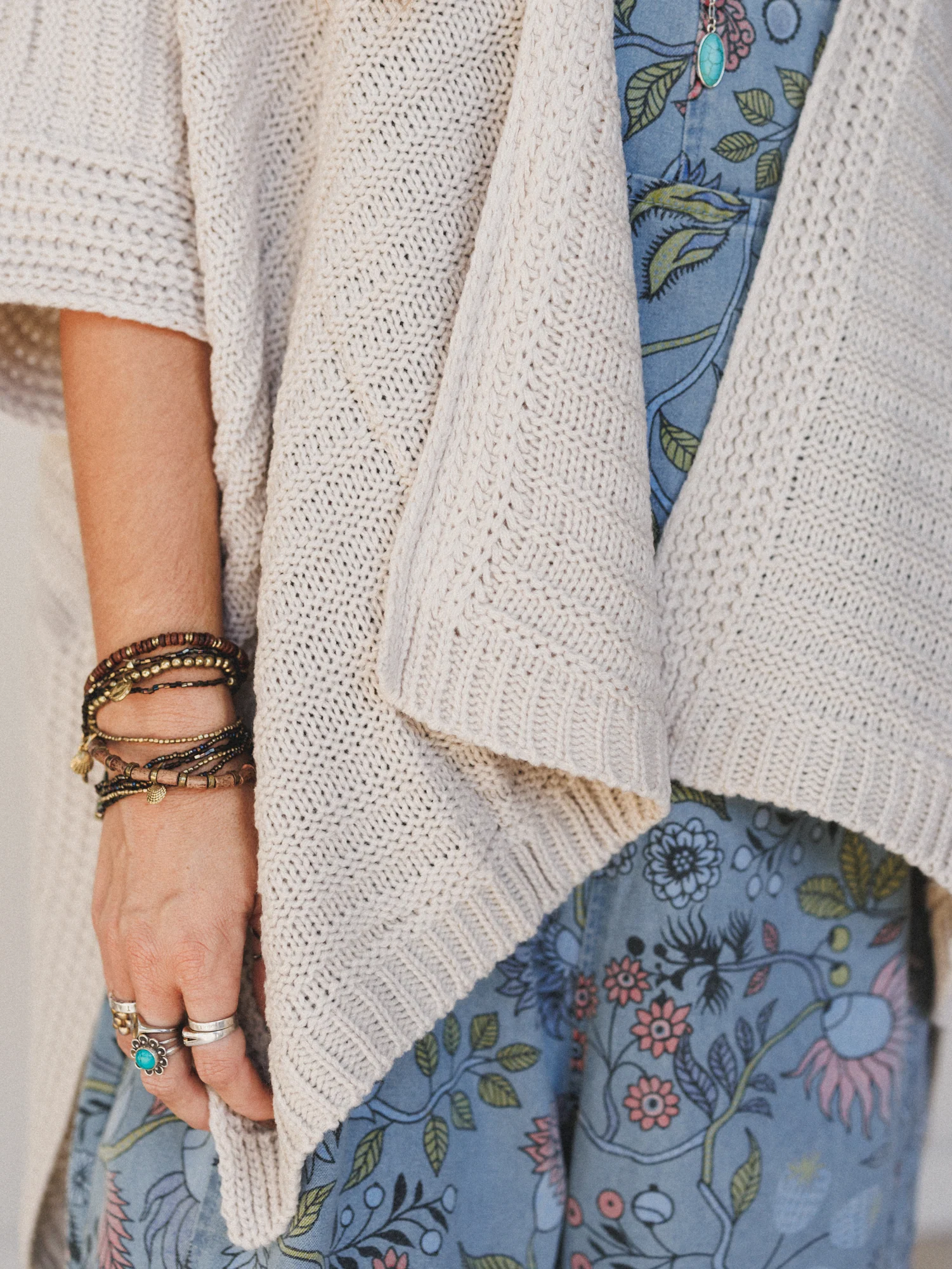 So Deserving Knit Ruana - Oatmeal - Image 4