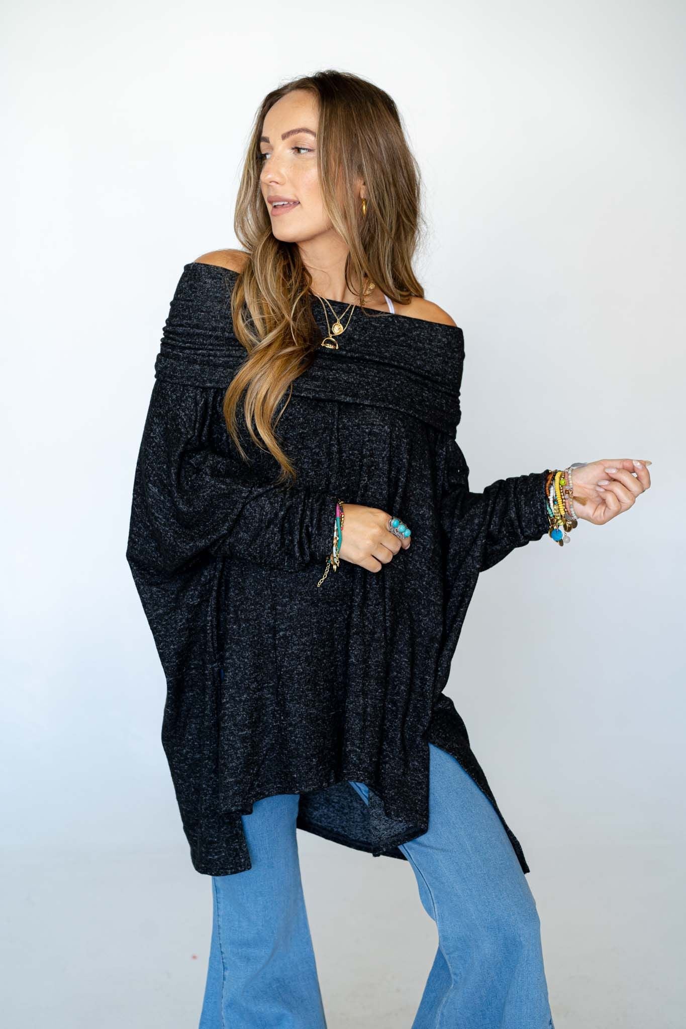The Nest So Versatile Flowy Knit Sweater - Charcoal - Image 4