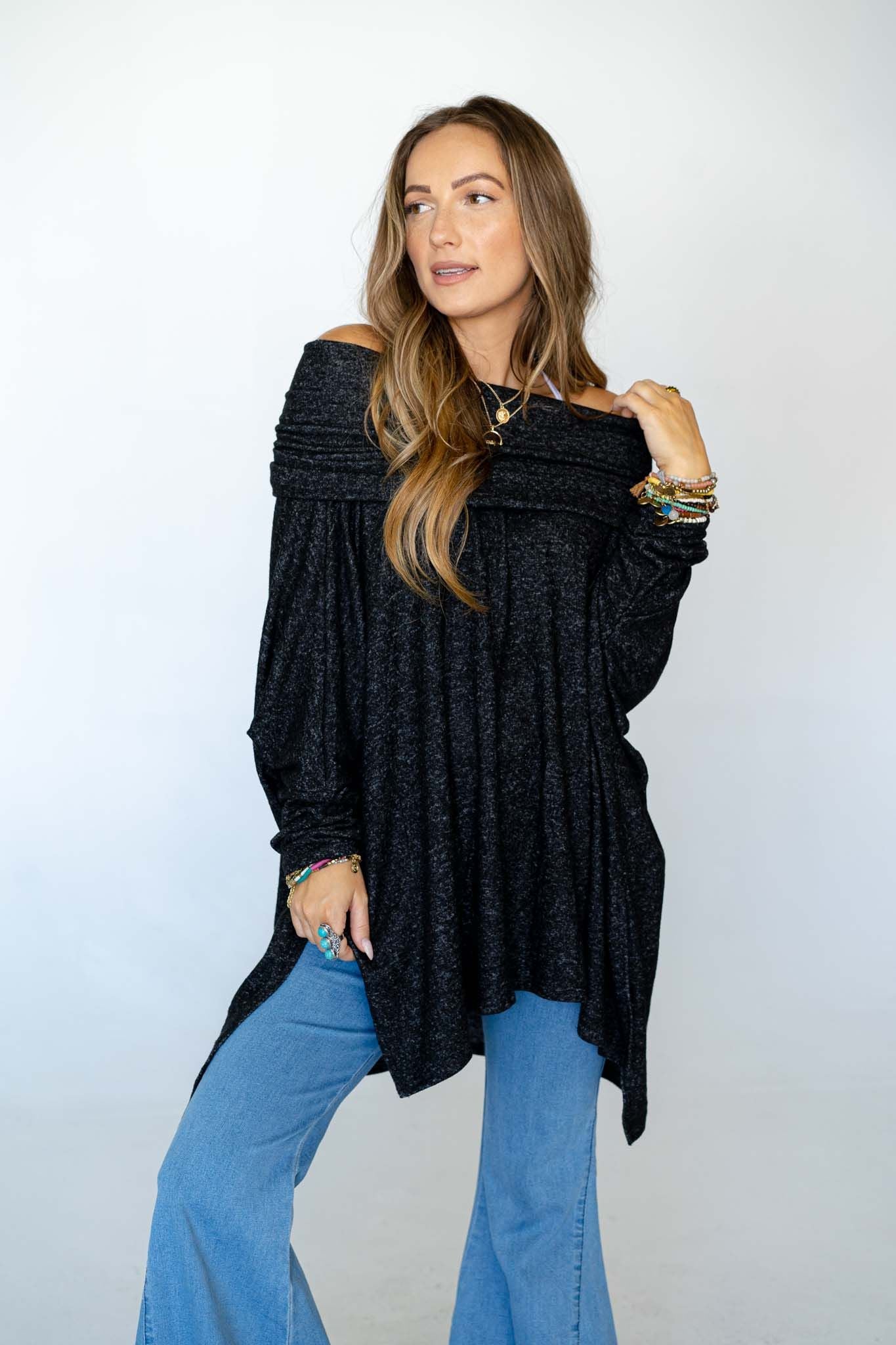 The Nest So Versatile Flowy Knit Sweater - Charcoal - Image 5