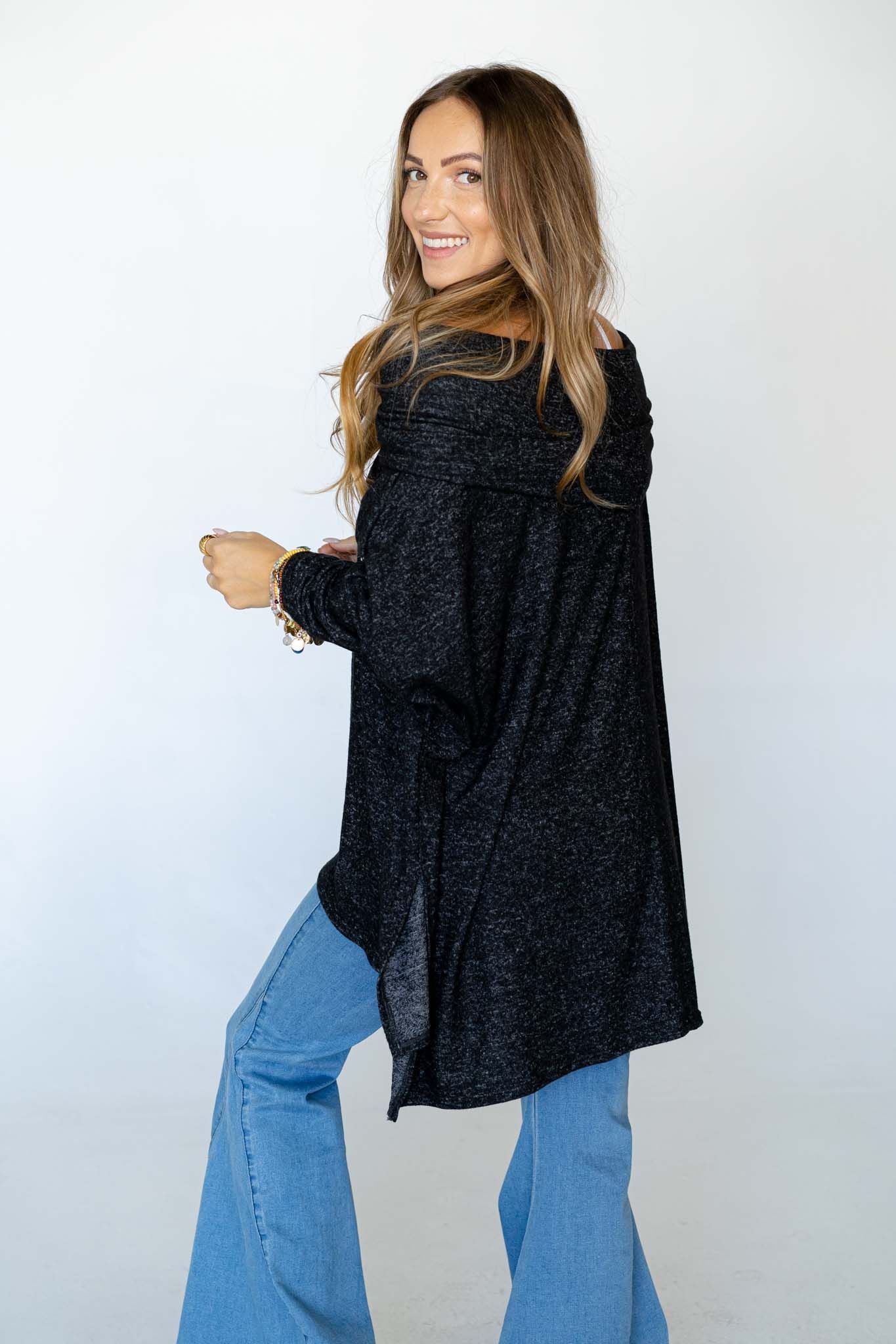 The Nest So Versatile Flowy Knit Sweater - Charcoal - Image 6