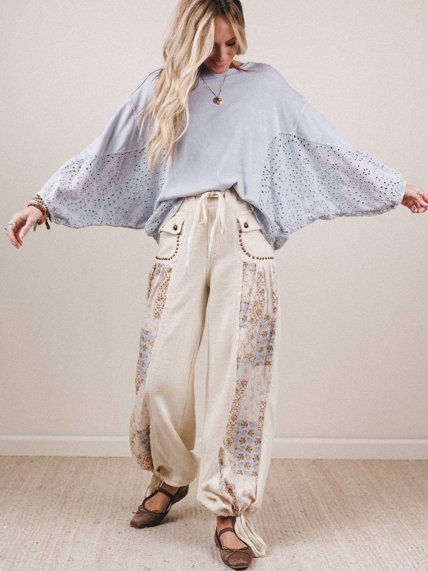Soft But Studded Pants - Cream - Image 3