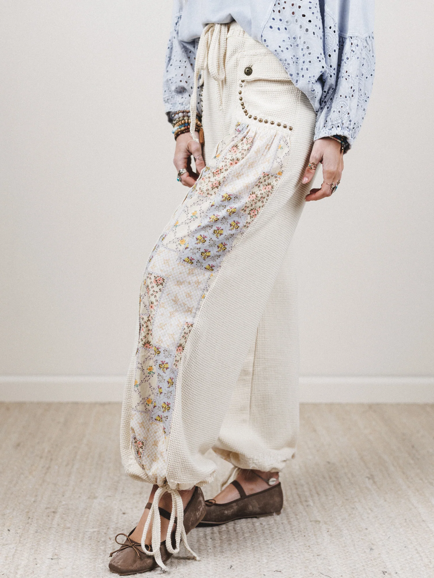 Soft But Studded Pants - Cream - Image 4