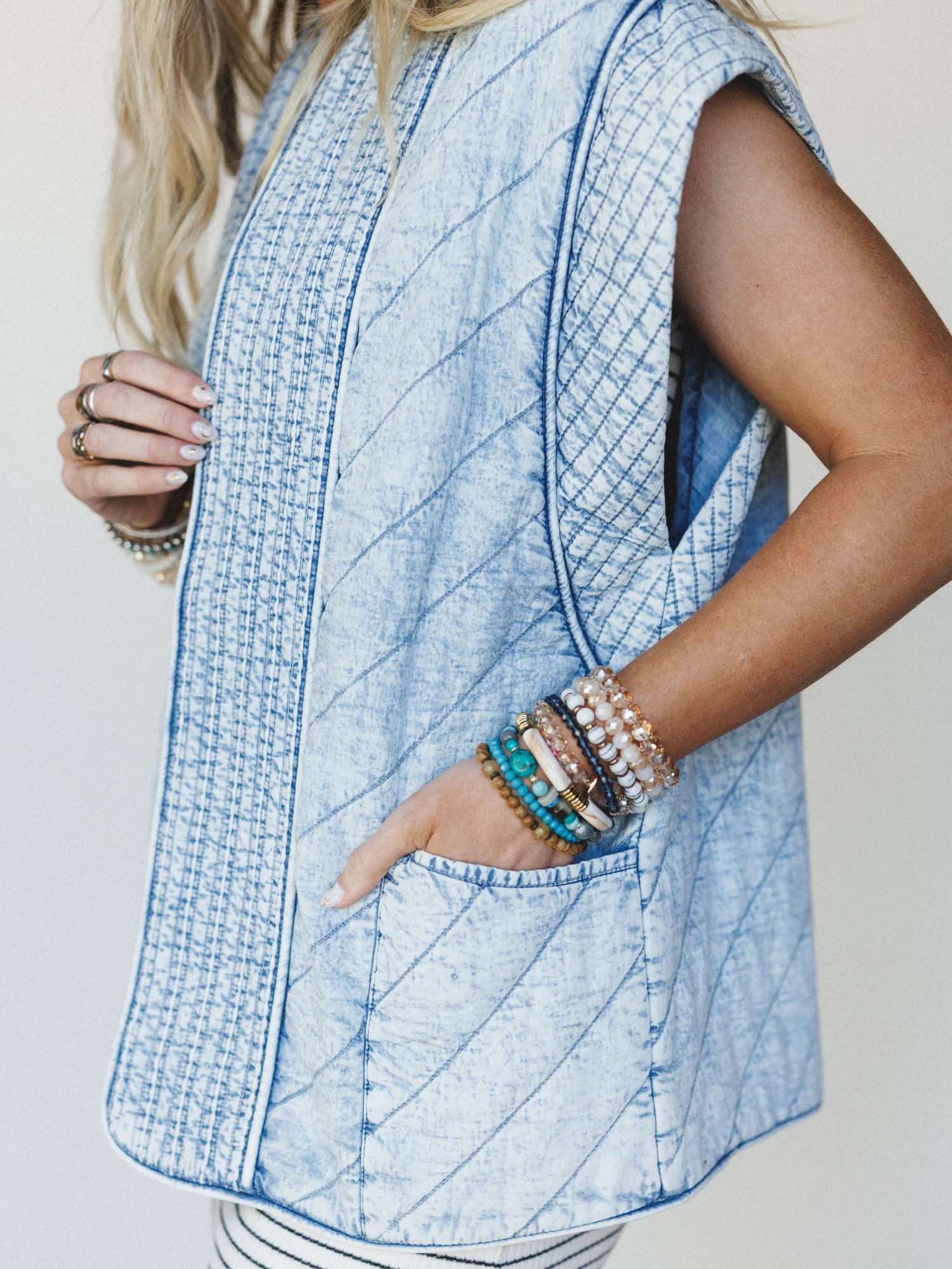 Soft Edge Vest - Denim - Image 3