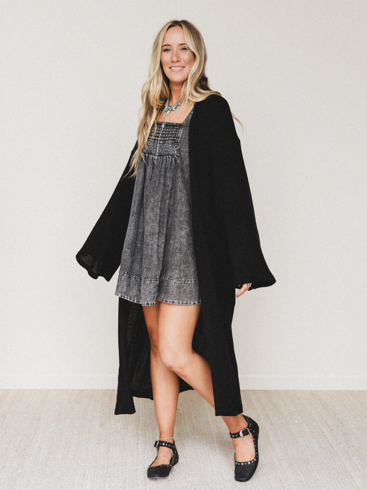 Soft Grove Babydoll Dress - Black - Image 6